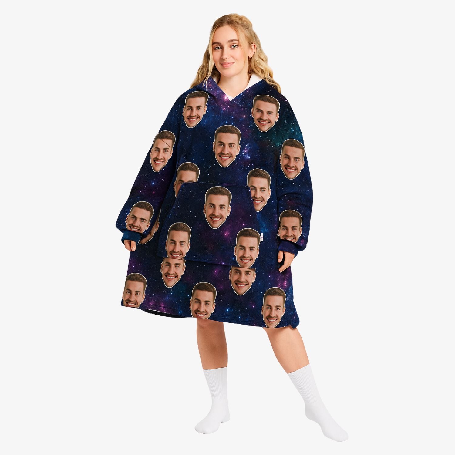 Space Galaxy Face Chillzy Hoodie Blanket
