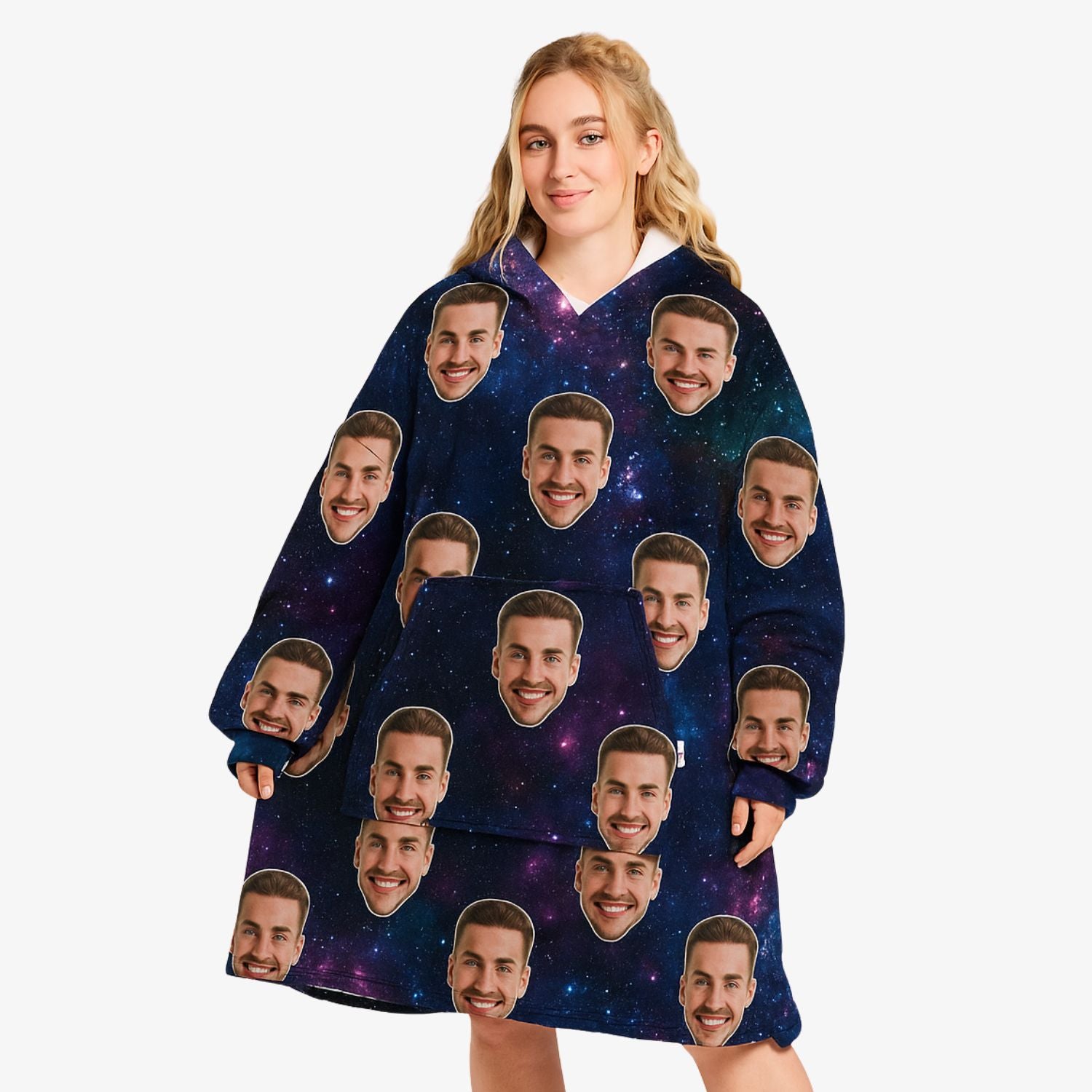 Space Galaxy Face Chillzy Hoodie Blanket
