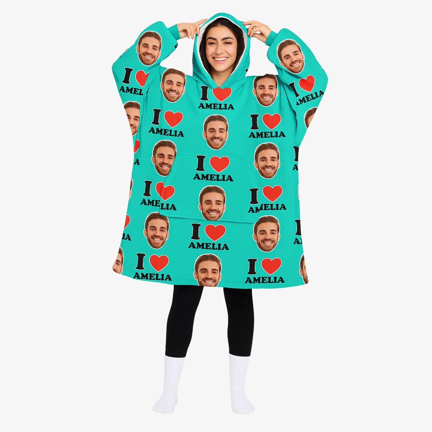 I Heart Custom Chillzy Hoodie Blanket

