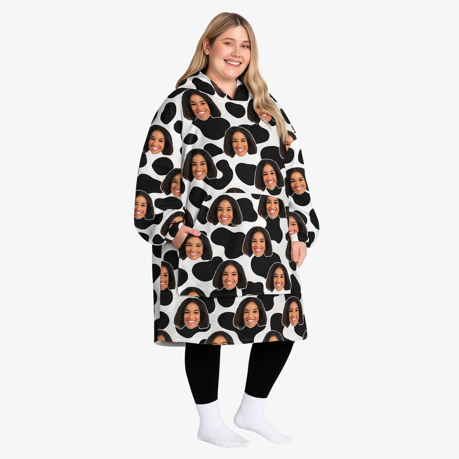 Cow Pattern Face Chillzy Hoodie Blanket
