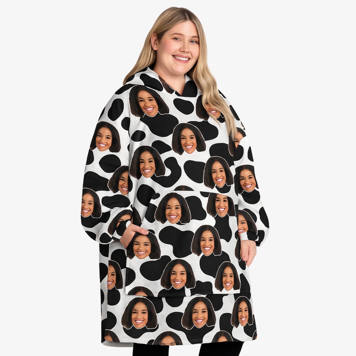 Cow Pattern Face Chillzy Hoodie Blanket
