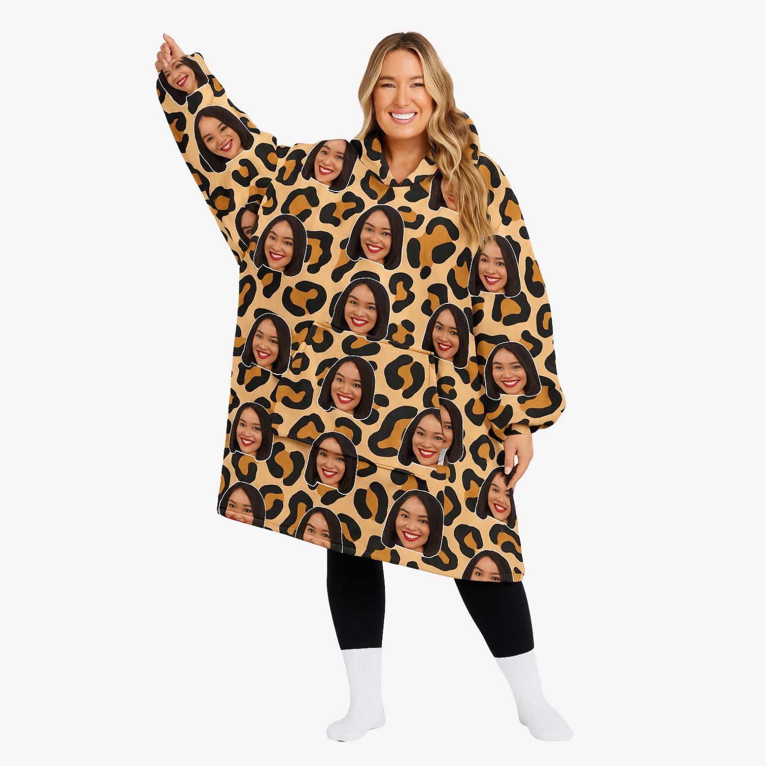 Leopard Print Face Chillzy Hoodie Blanket
