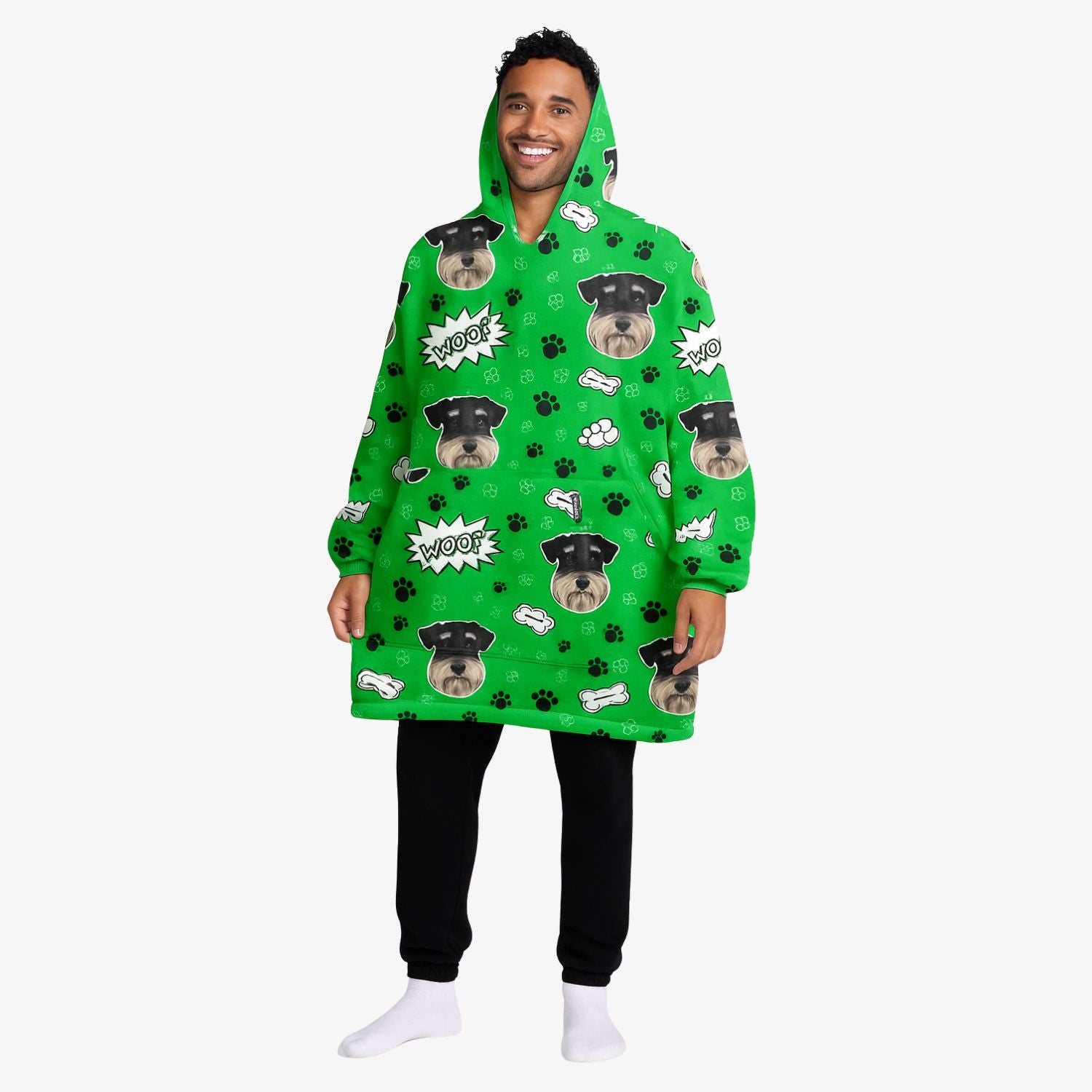 Custom Dog Woof Chillzy Hoodie Blanket
