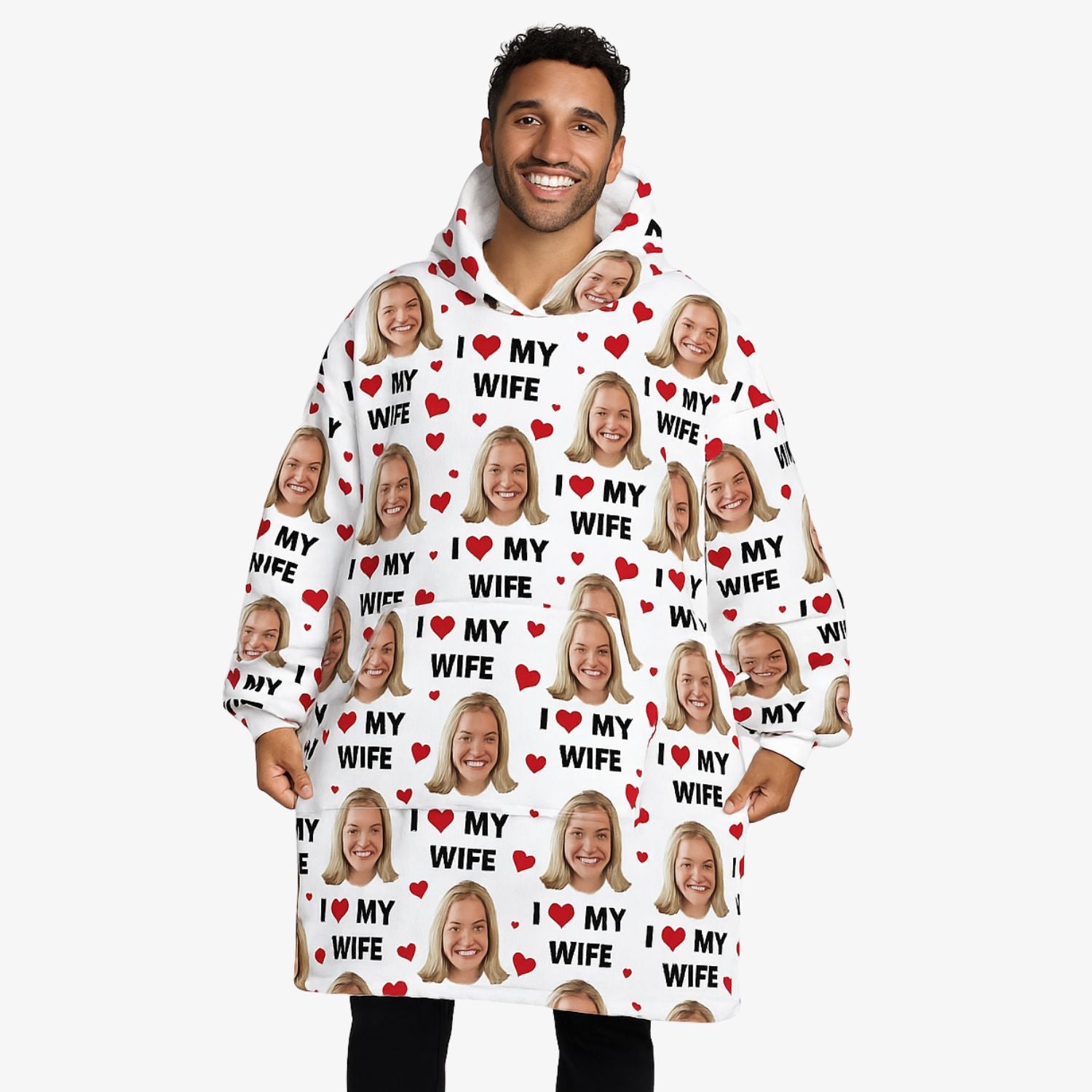 I Love My Wife Chillzy Hoodie Blanket