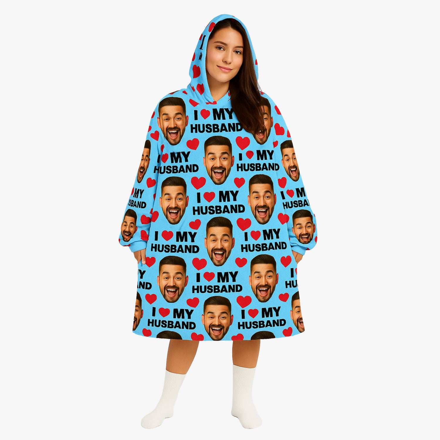 I Love My Husband Chillzy Hoodie Blanket