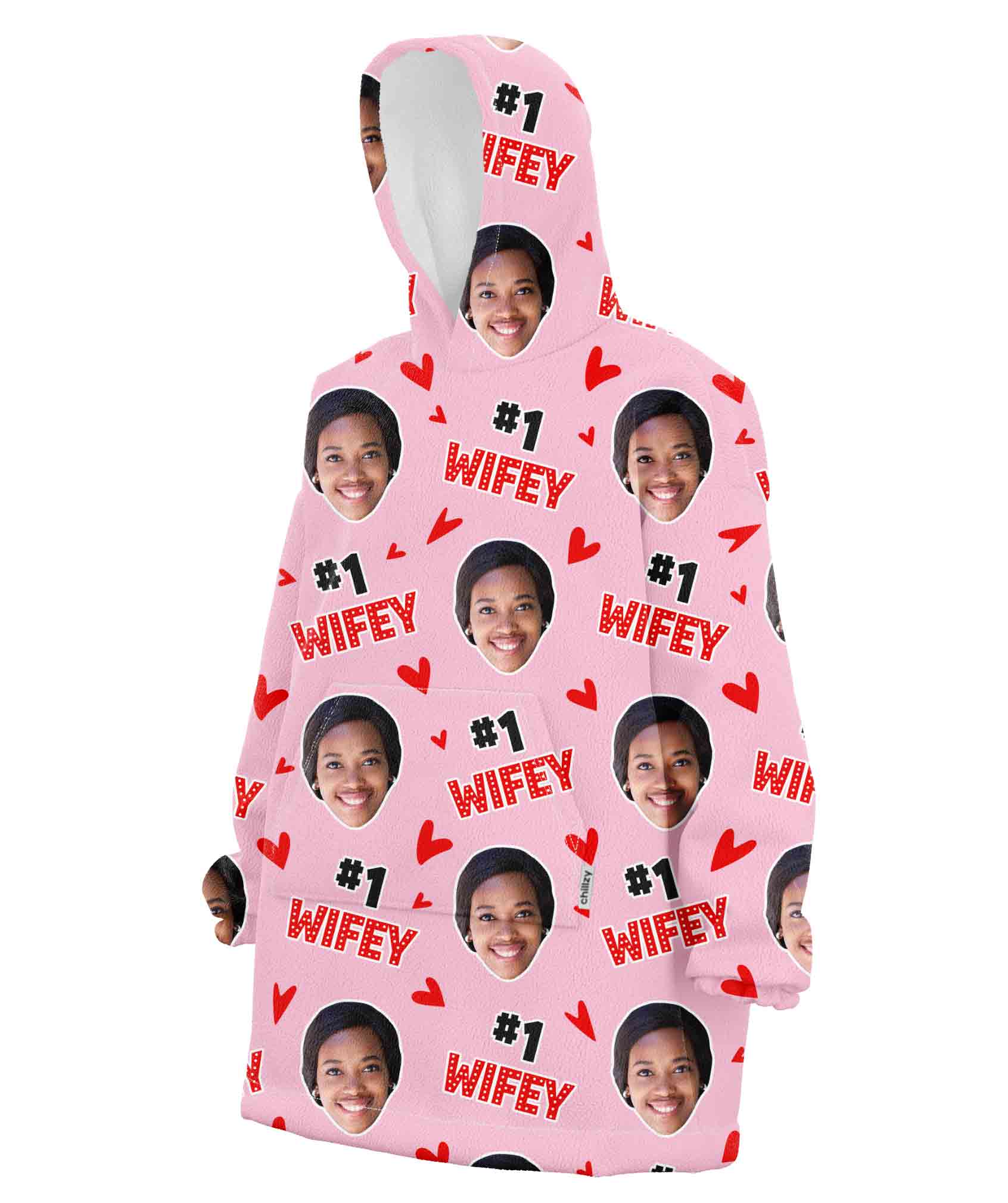#1 Wifey Face Chillzy Hoodie Blanket