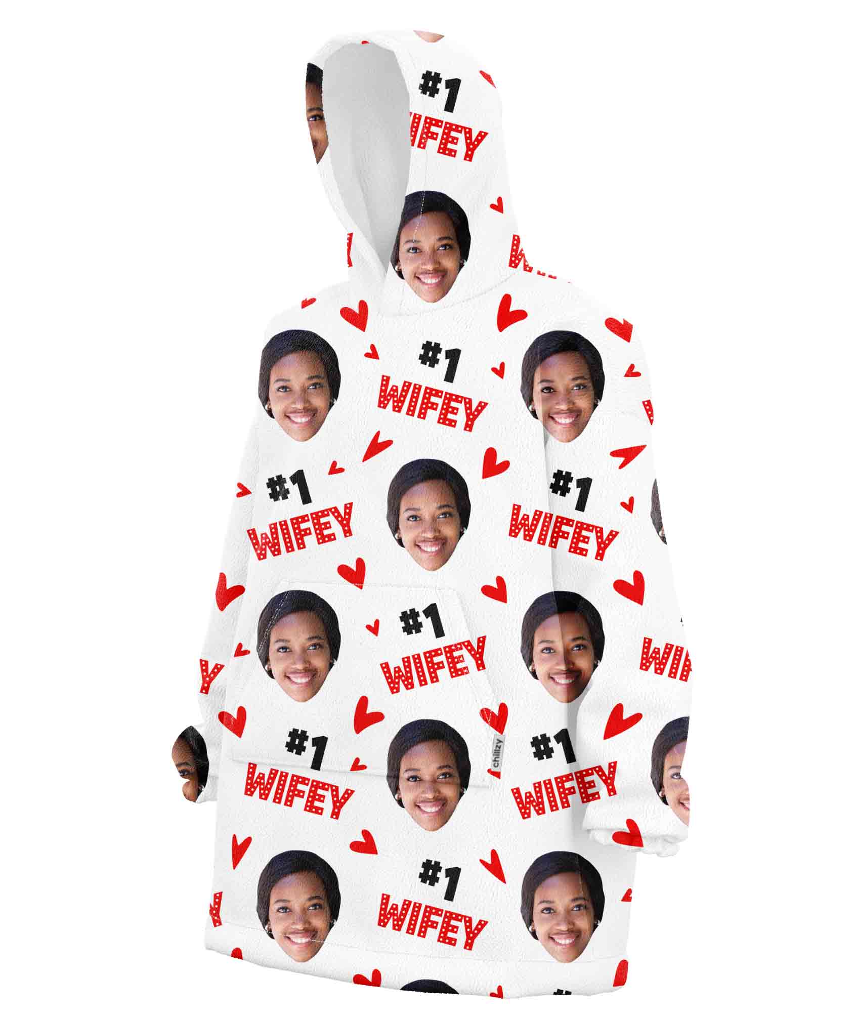 #1 Wifey Face Chillzy Hoodie Blanket