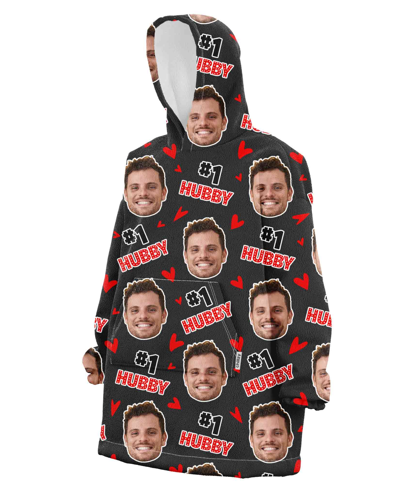#1 Hubby Face Chillzy - #1 Hubby Hoodie Blanket