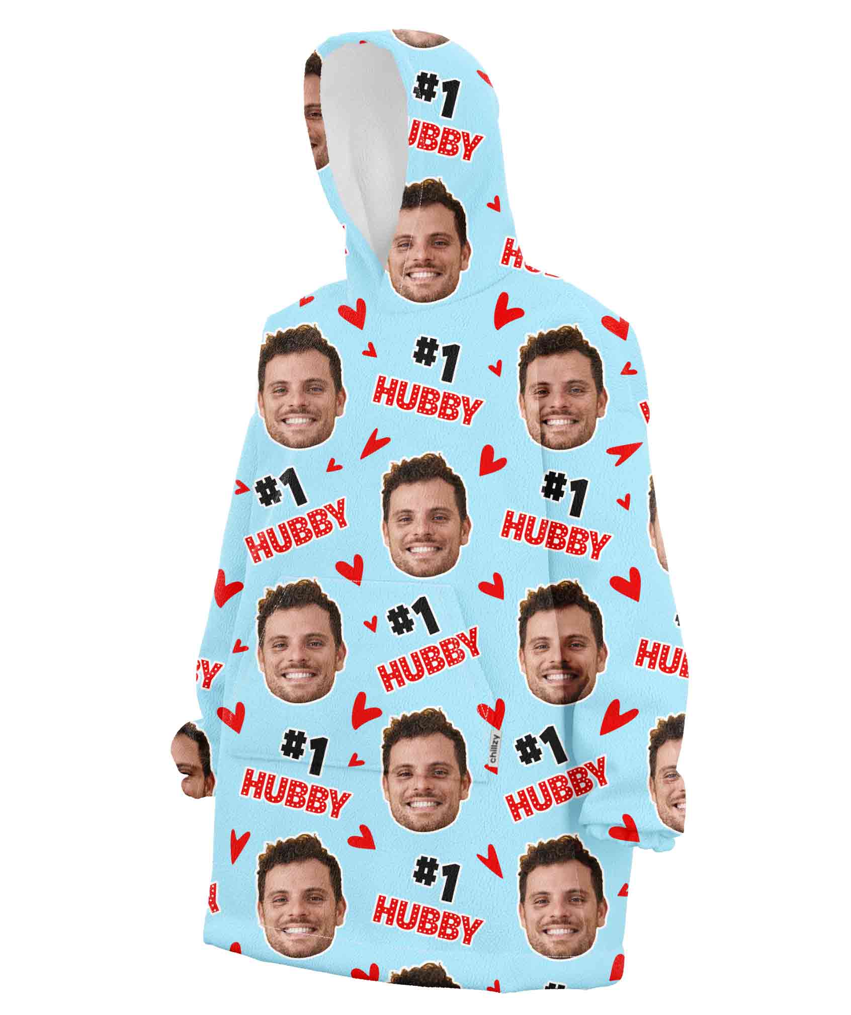 #1 Hubby Face Chillzy - #1 Hubby Hoodie Blanket
