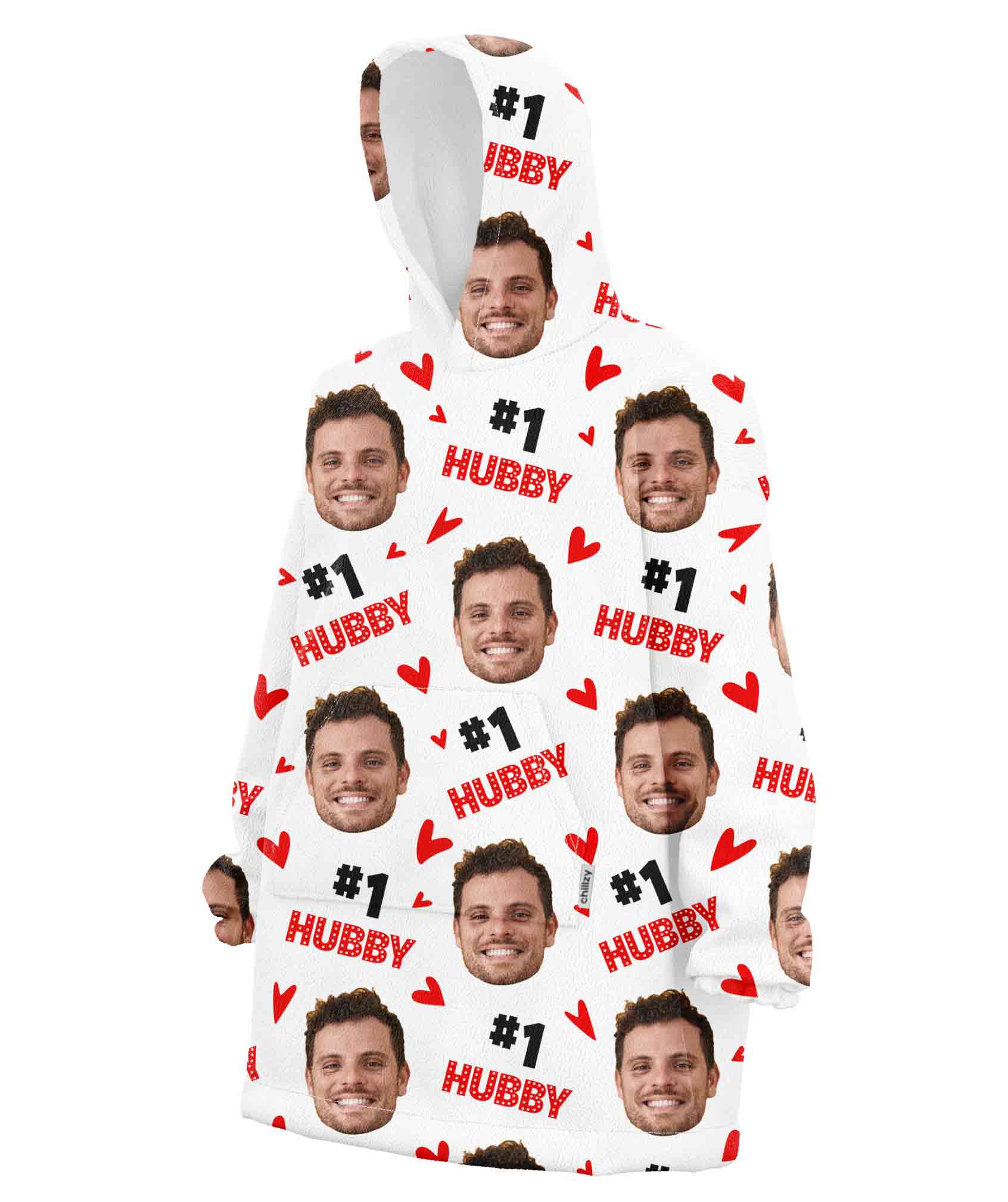 #1 Hubby Face Chillzy - #1 Hubby Hoodie Blanket