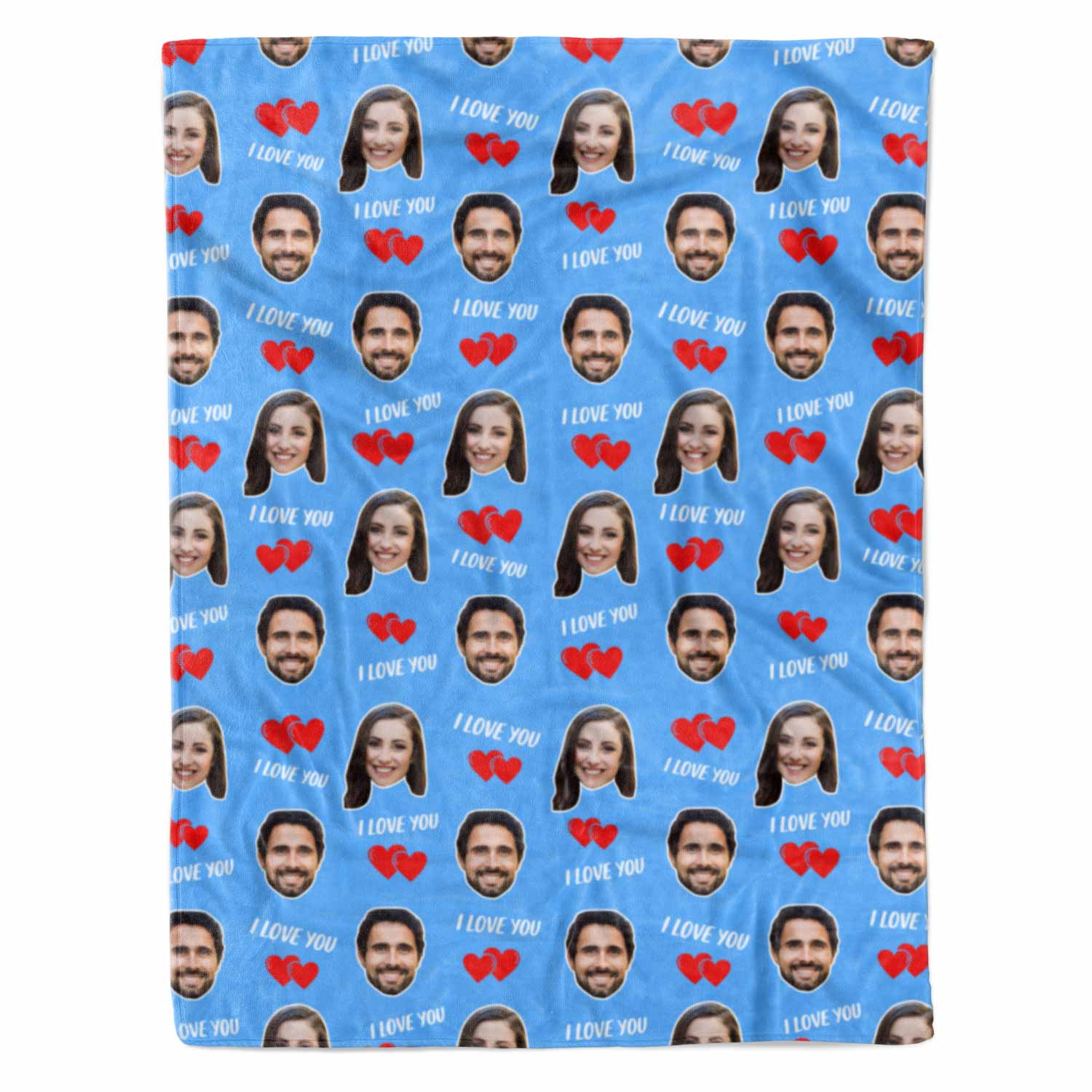 I Love You Couple Faces Personalised Blanket