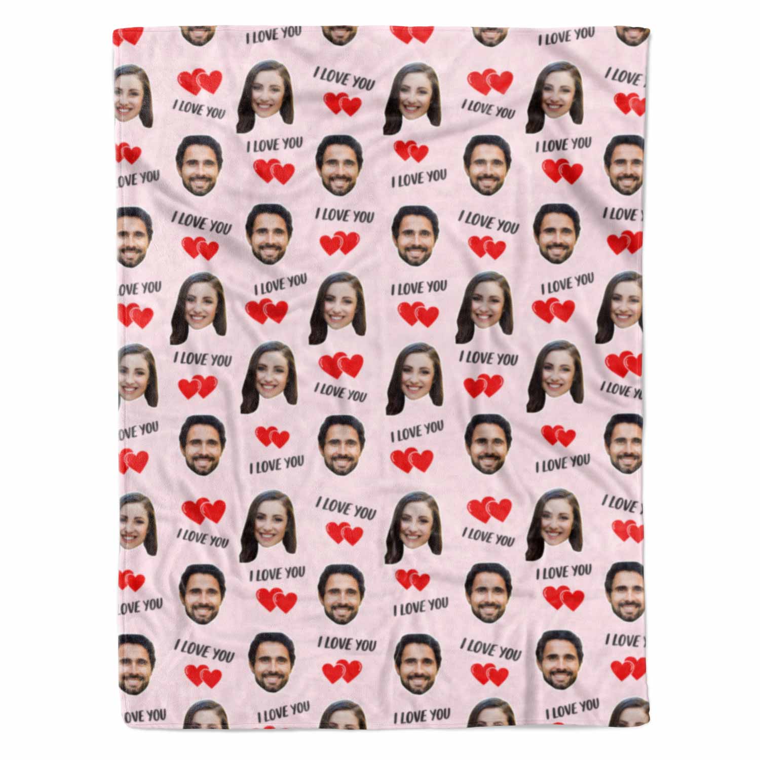 I Love You Couple Faces Personalised Blanket