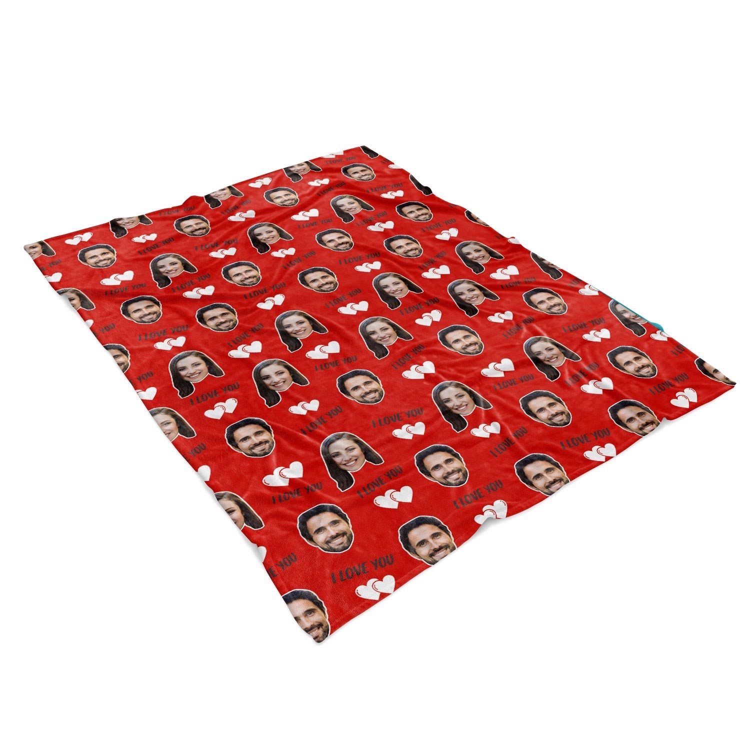 I Love You Couple Faces Personalised Blanket