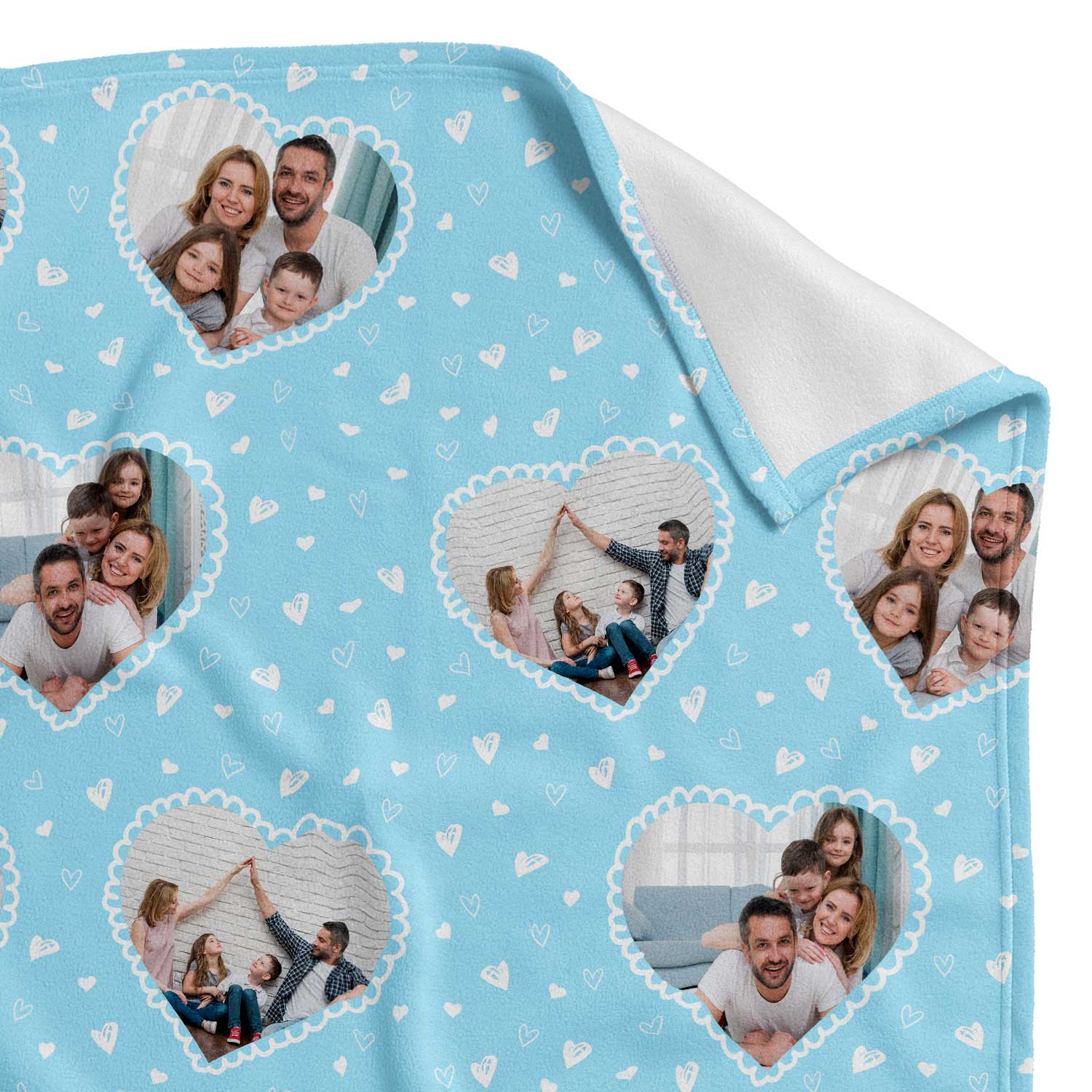 Lace Heart Photo Collage Personalised Blanket