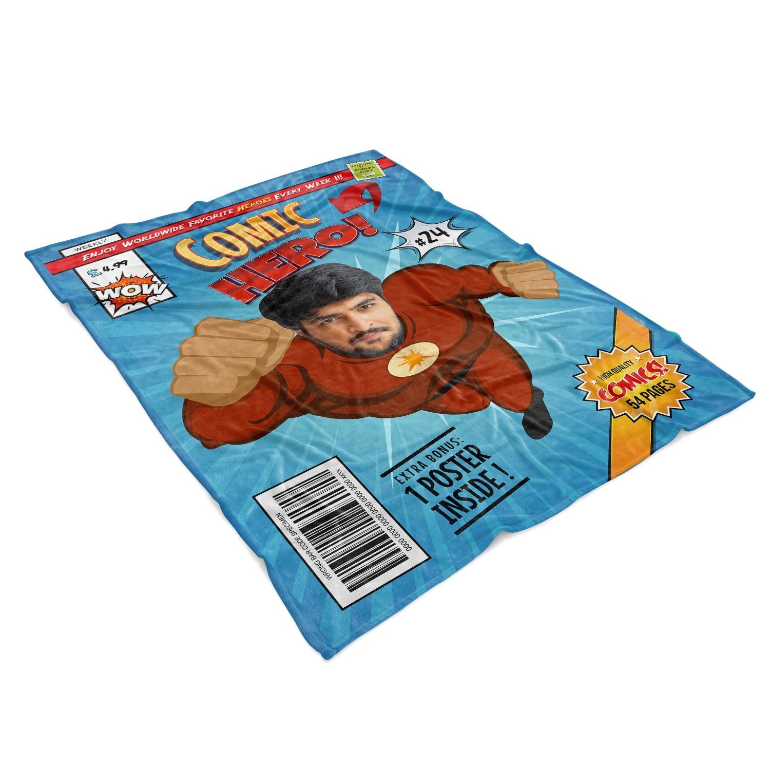 Comic Hero Magazine Personalised Blanket
