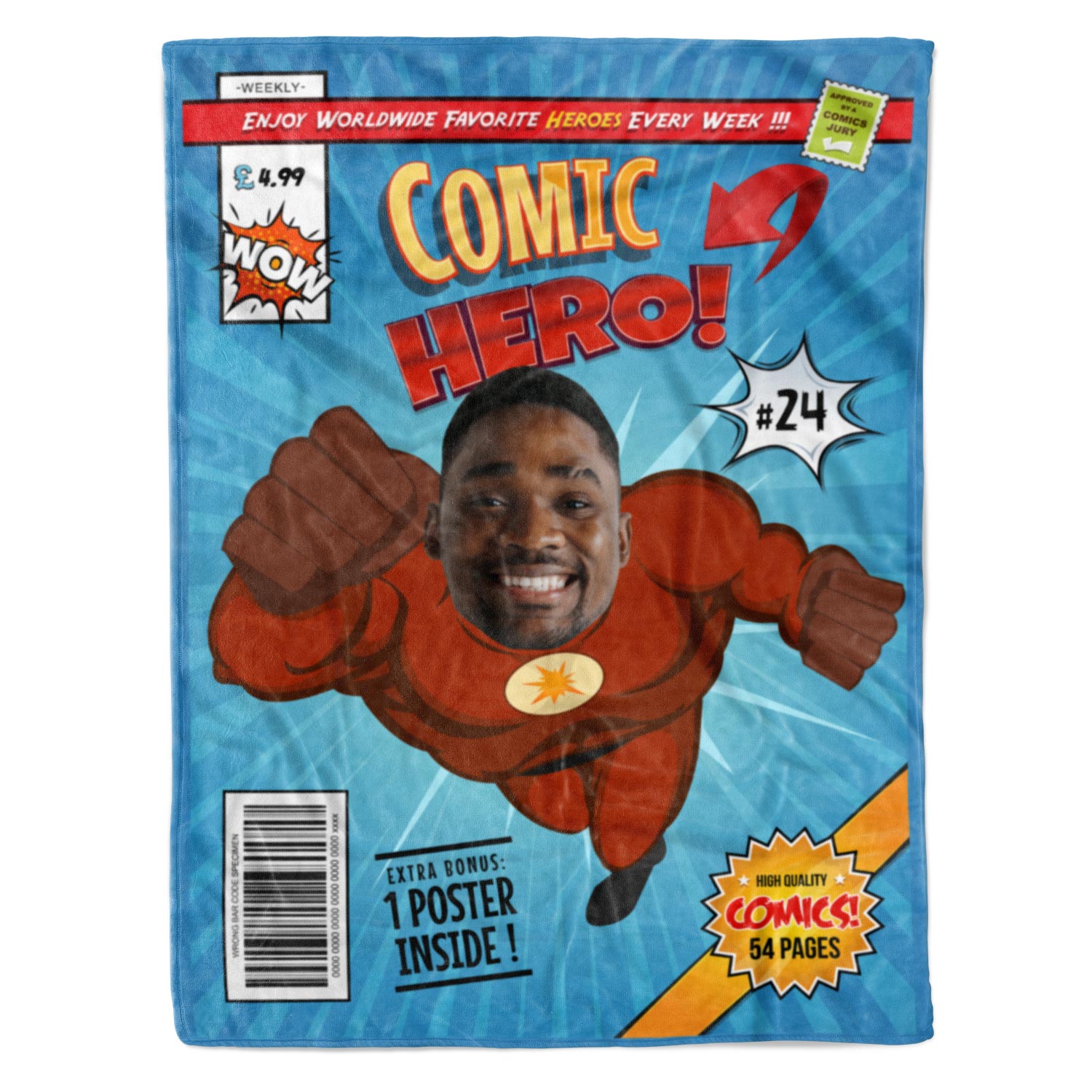 Comic Hero Magazine Personalised Blanket