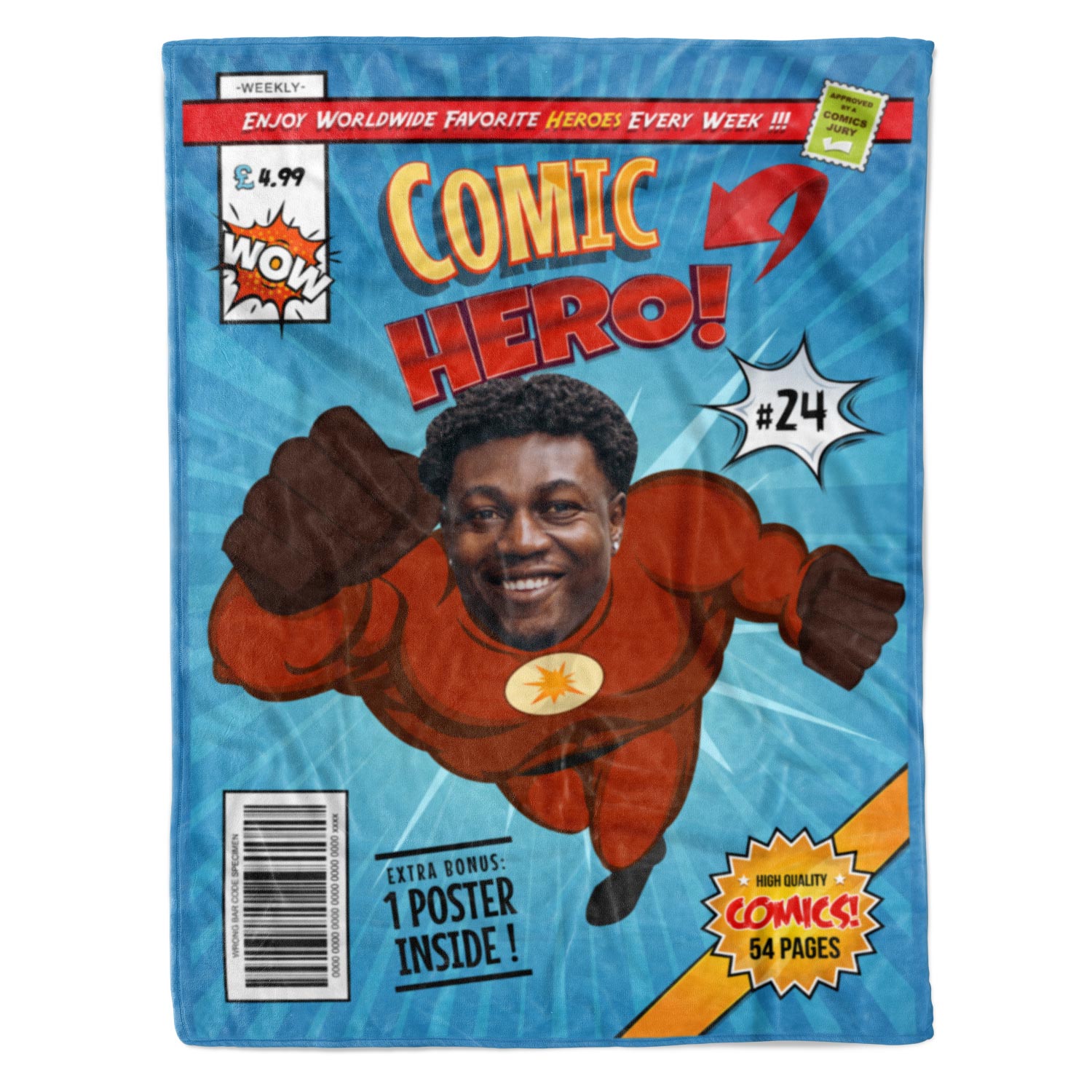 Comic Hero Magazine Personalised Blanket