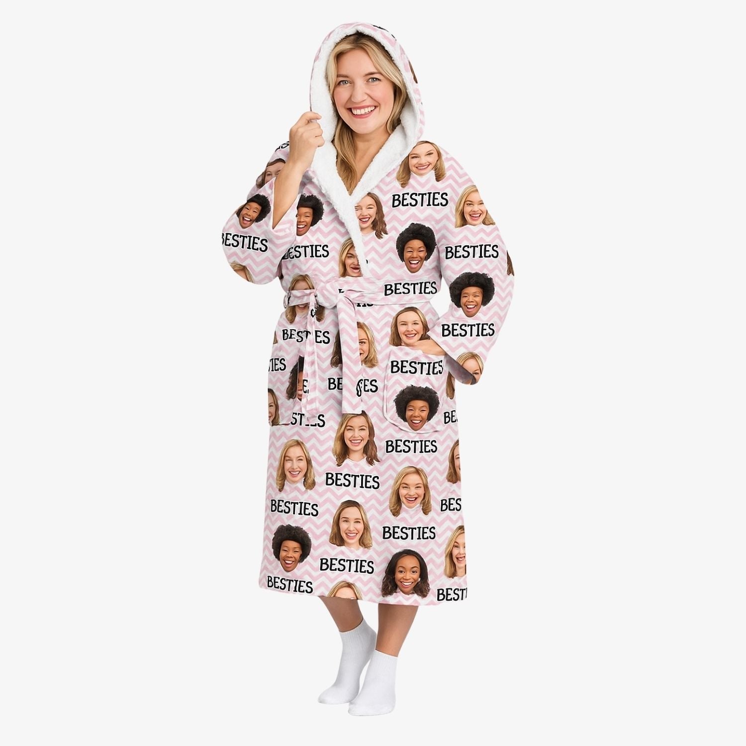 your best friends faces on a personalised dressing gown