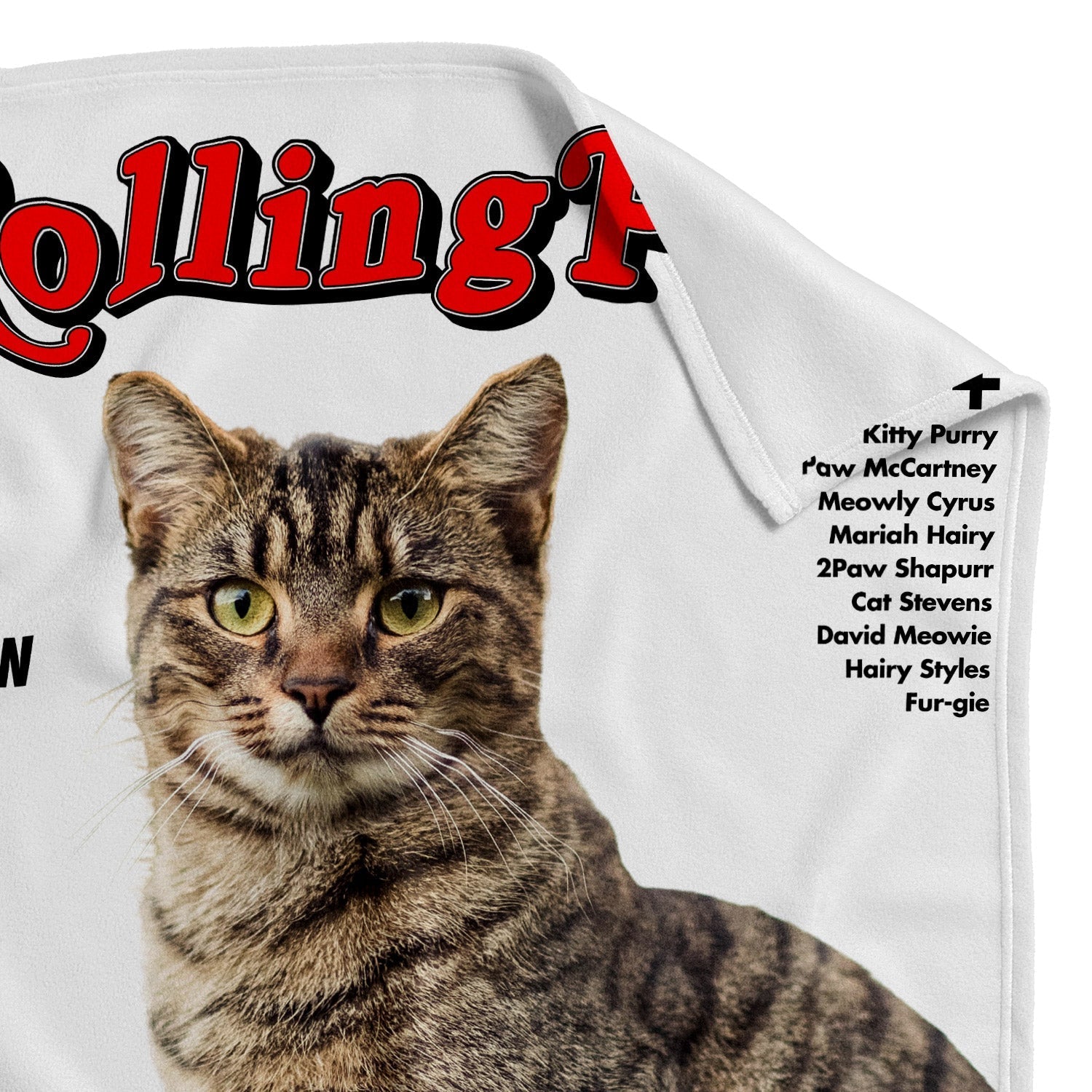 Rolling Purr Music Magazine Cover Personalised Cat Blanket