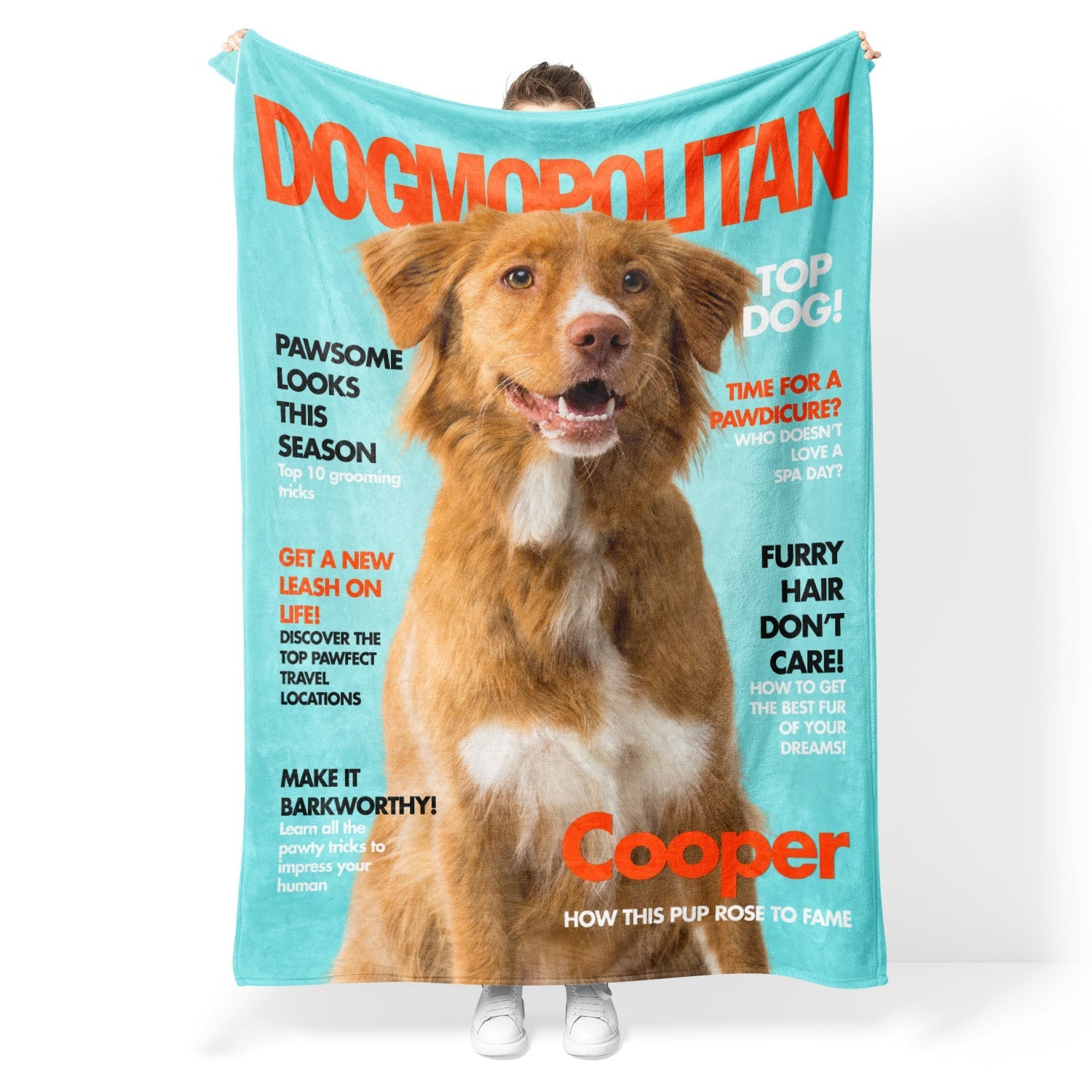 Dogmopolitan Fashion Magazine Cover Personalised Dog Blanket