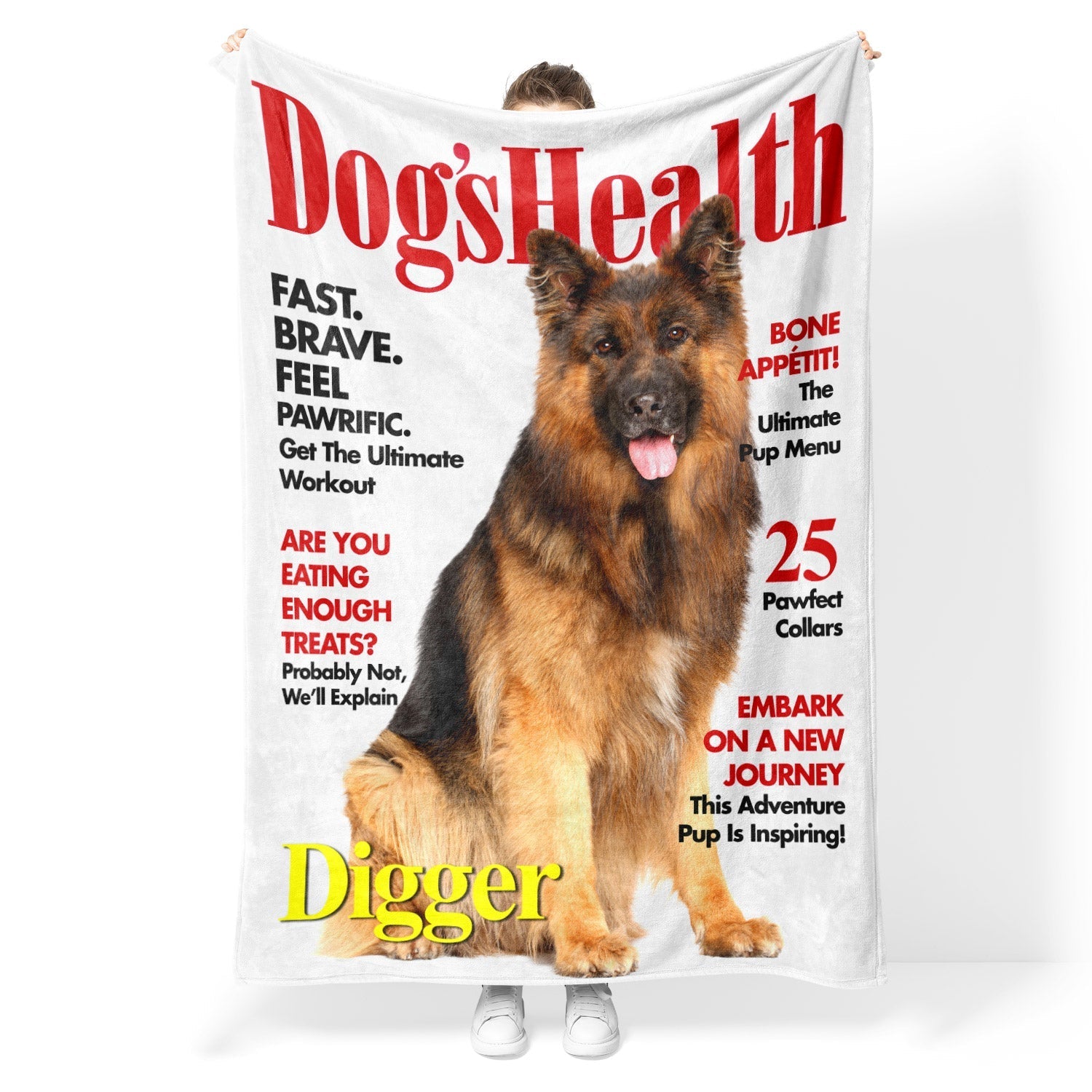 Dogs Health Fashion Magazine Cover Personalised Dog Blanket