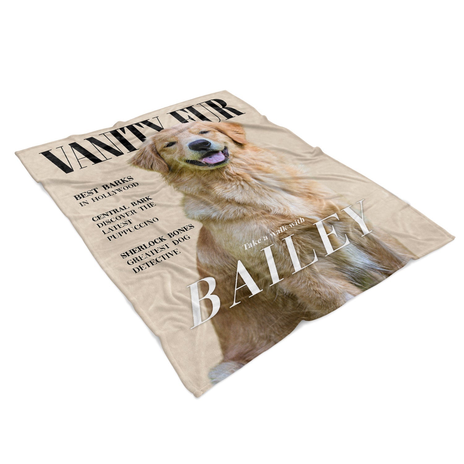 Vanity Fur Fashion Magazine Cover Personalised Dog Blanket