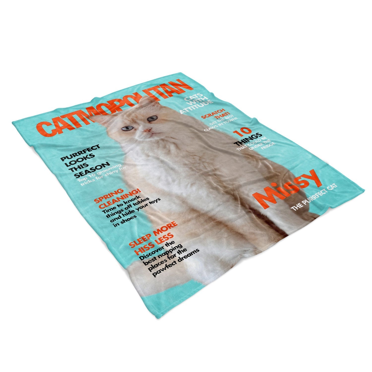 Catmopolitan Fashion Magazine Cover Personalised Cat Blanket