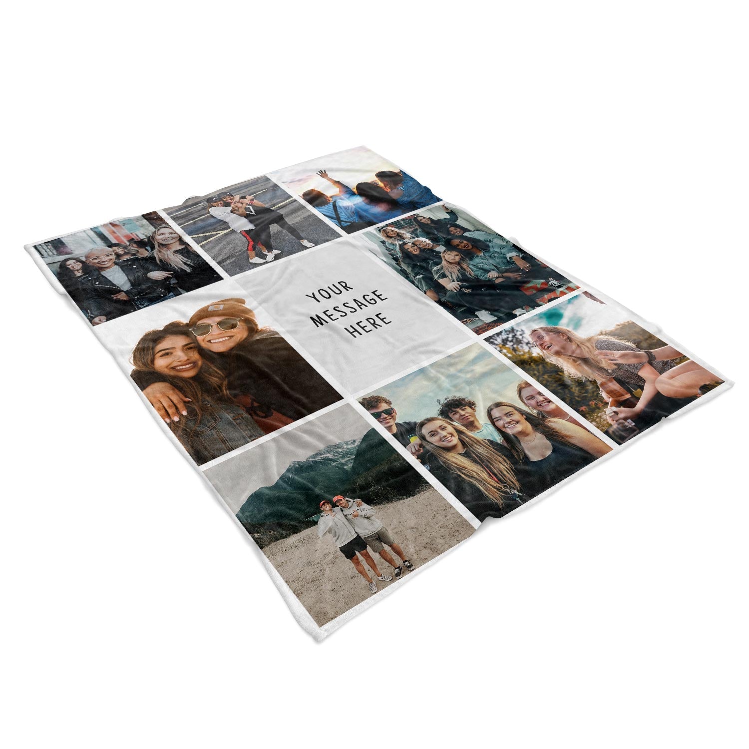 Photo Collage Personalised Blanket With Text