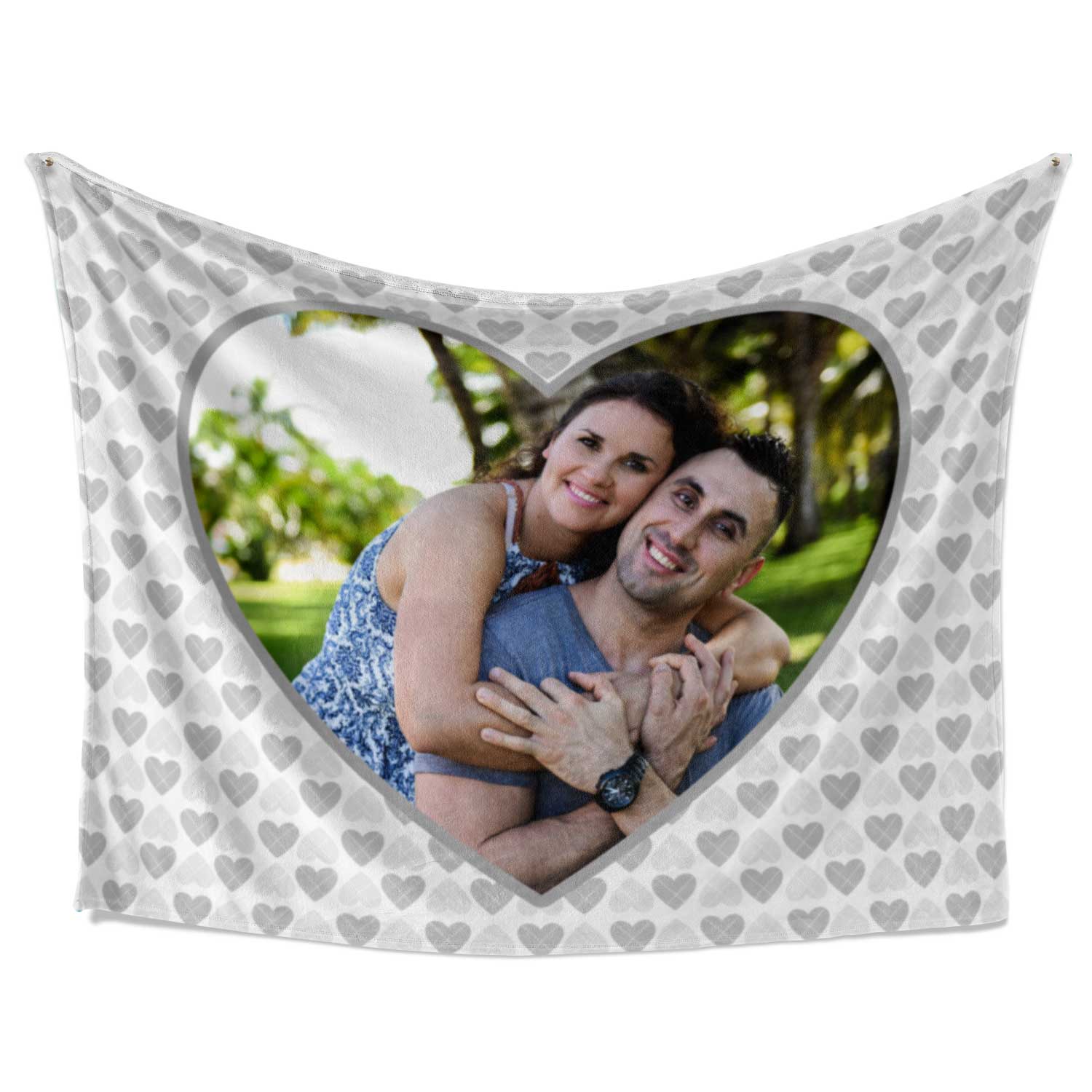 Grey Hearts Photo Blanket