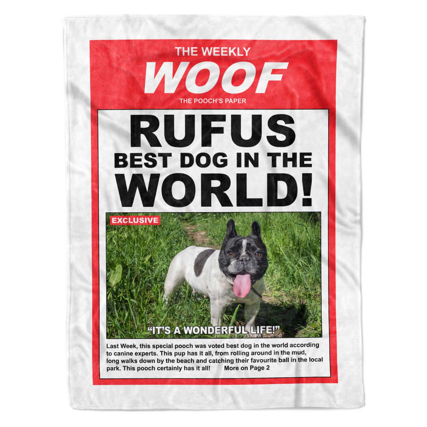 The Weekly Woof! Magazine Cover Personalised Dog Blanket