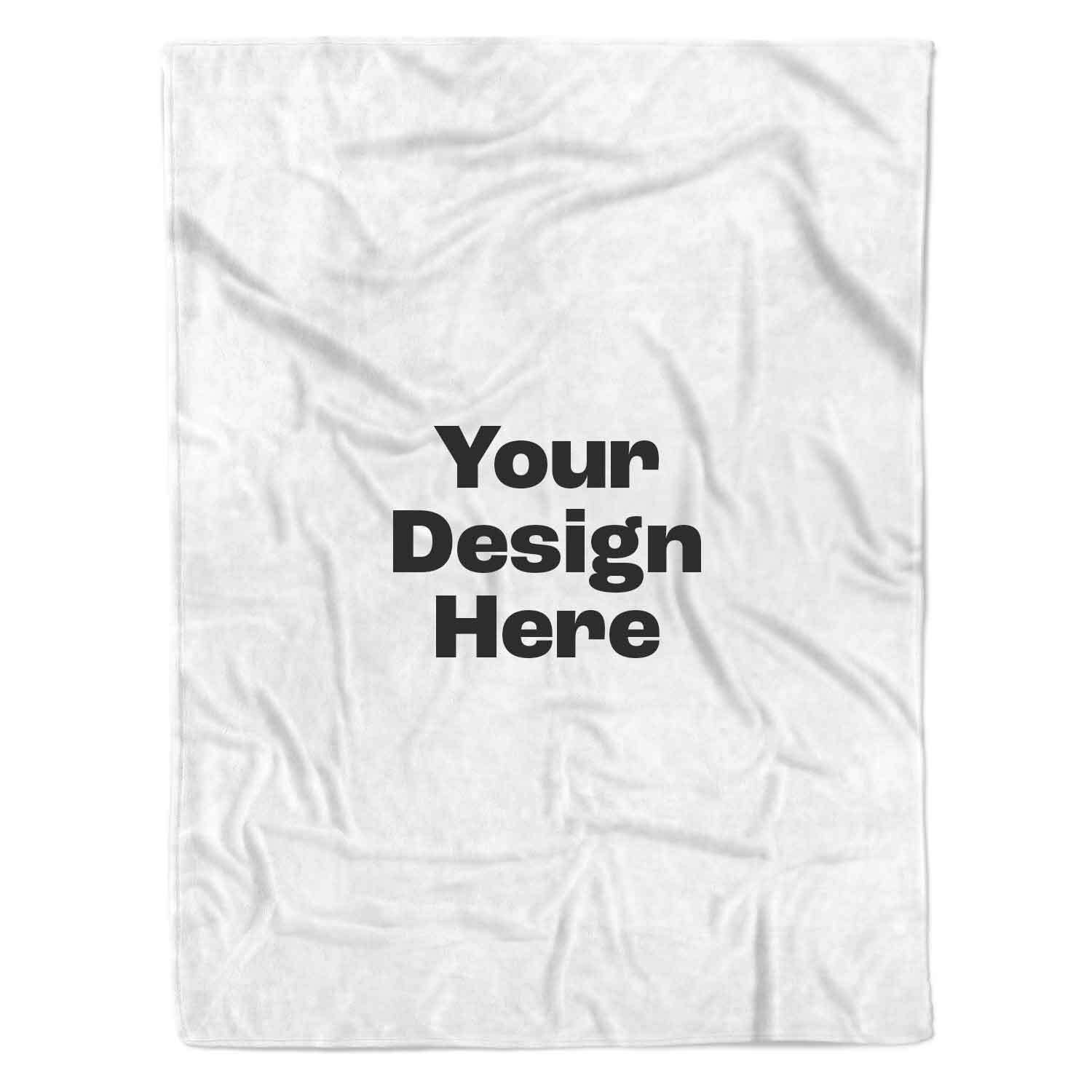 White fabric with 'Your Design Here' text in the center