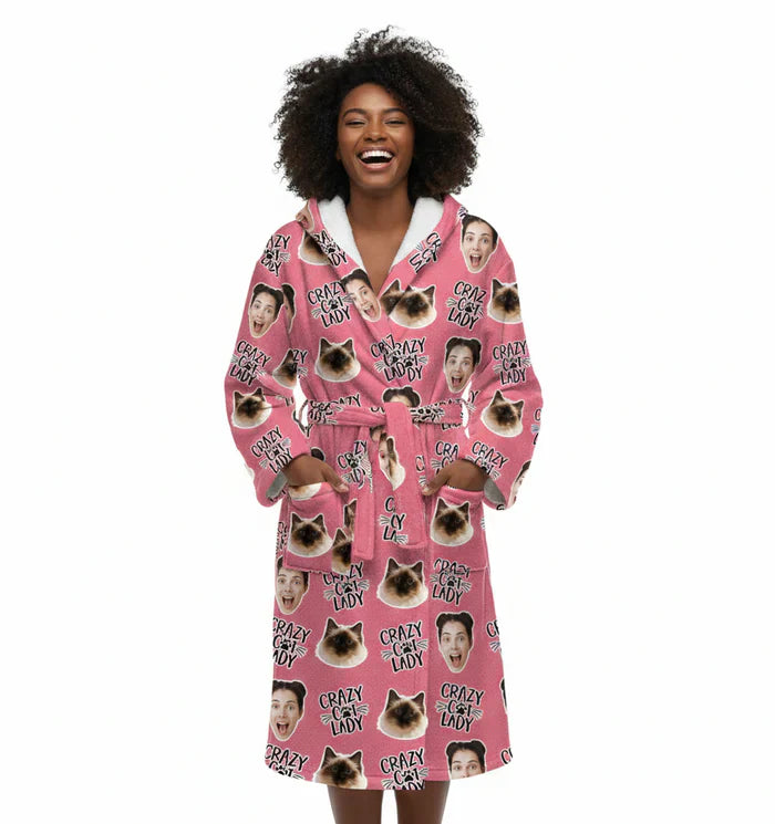 Crazy Cat Lady Personalised Dressing Gown