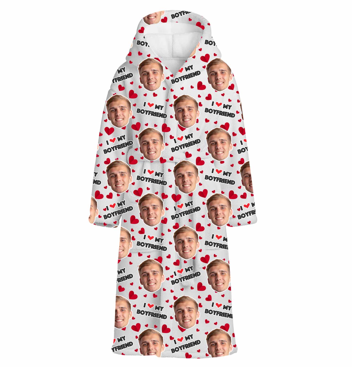 I Love My Boyfriend Personalised Dressing Gown