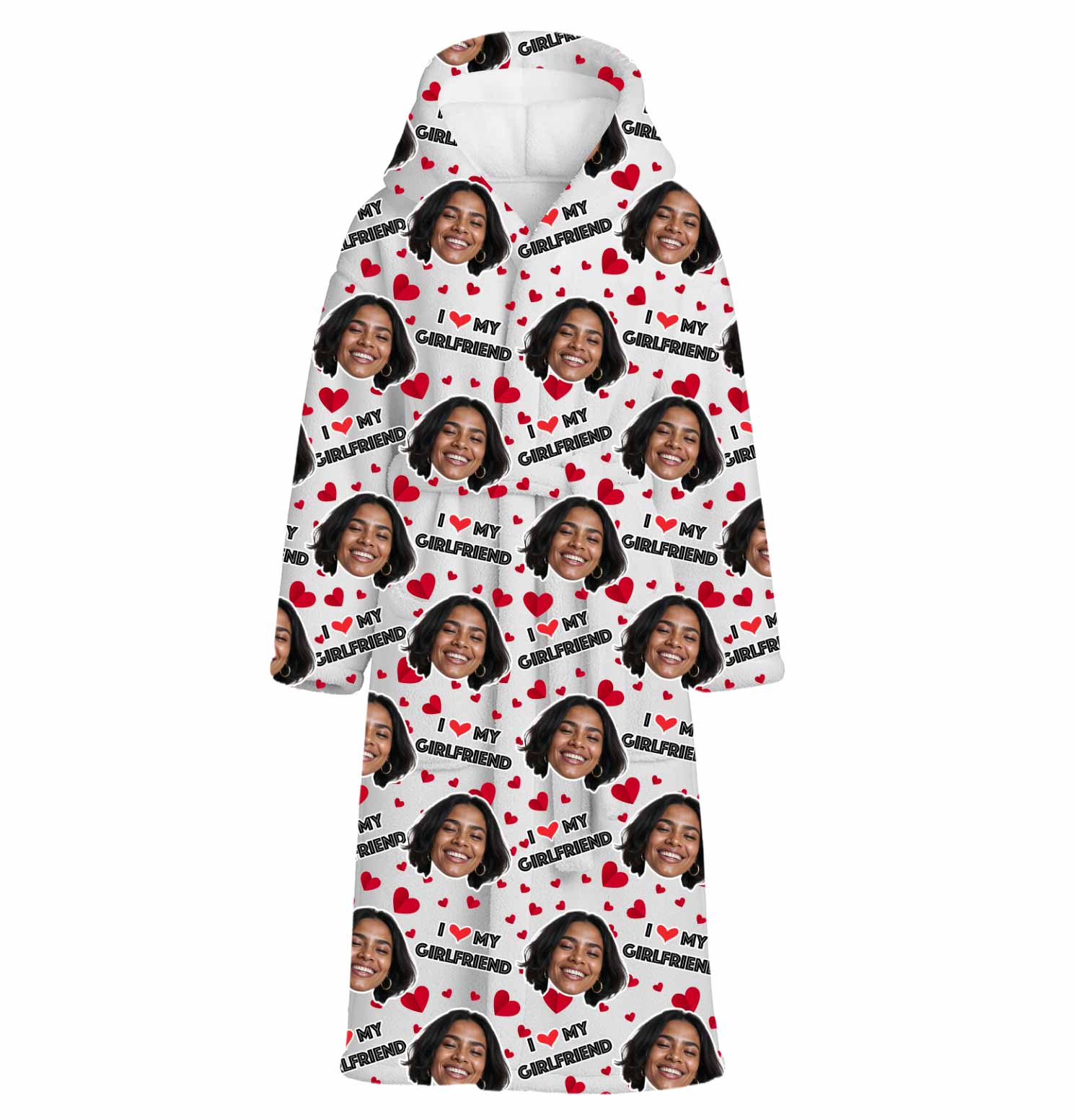 I Love My Girlfriend Personalised Dressing Gown