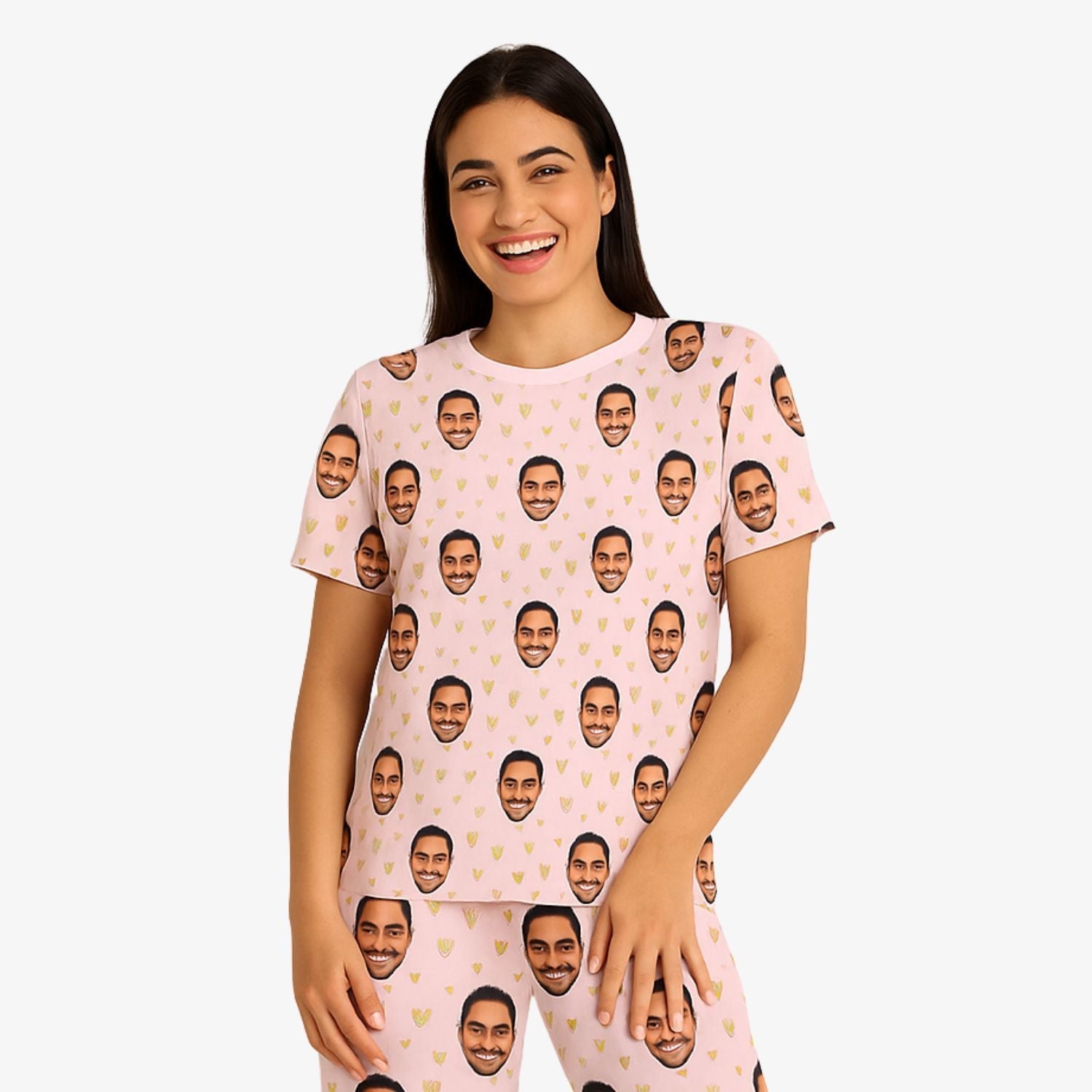 Women's Gold Hearts Personalised Pyjamas - Trouser Set