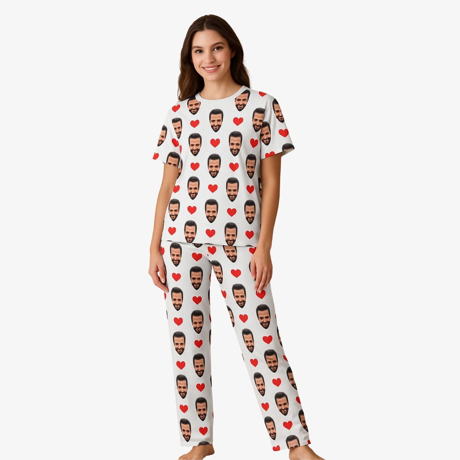 Women's Love Hearts Personalised Pyjamas - Trouser Set