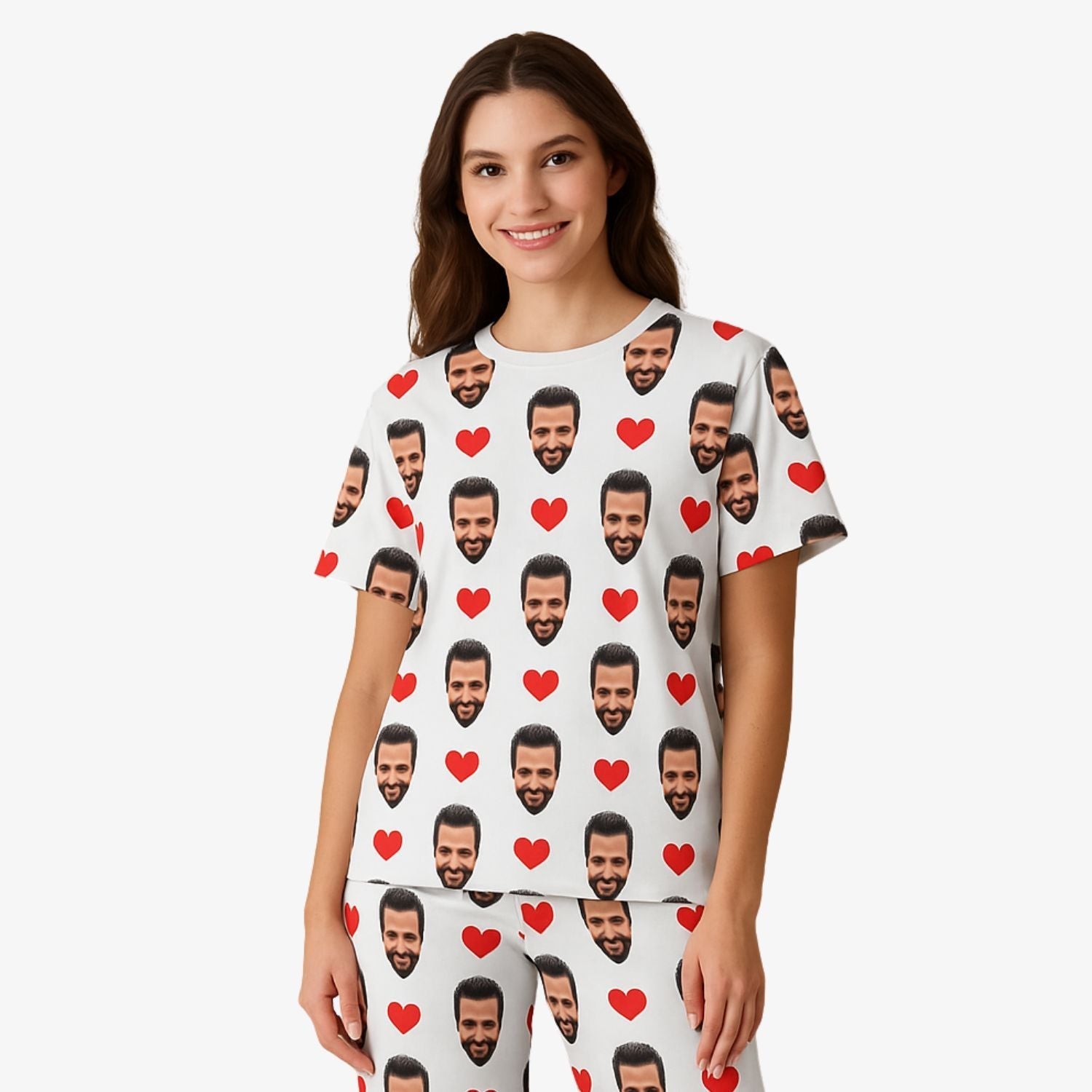 Women's Love Hearts Personalised Pyjamas - Trouser Set