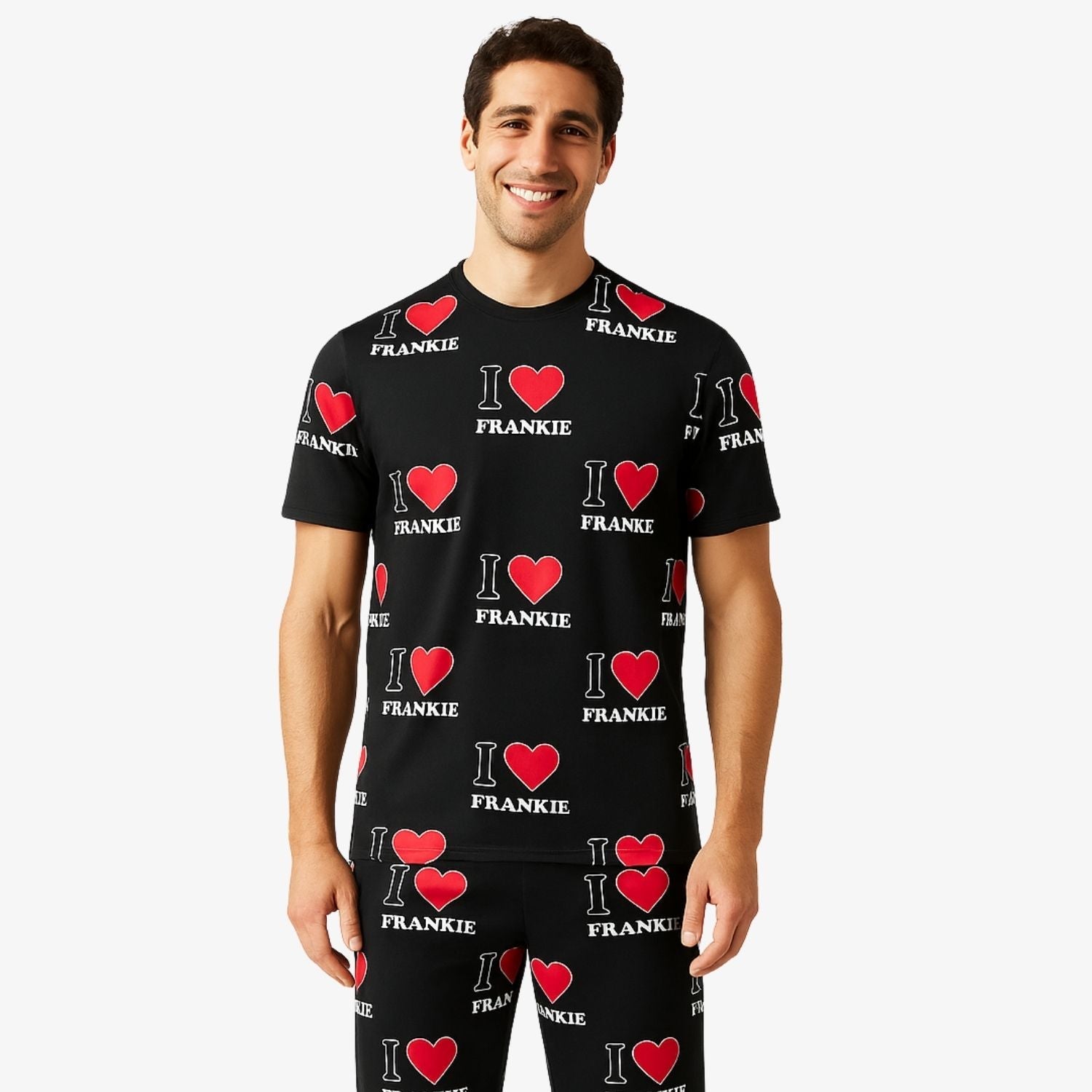 Men's I Heart Name Personalised PJs - Trousers Set