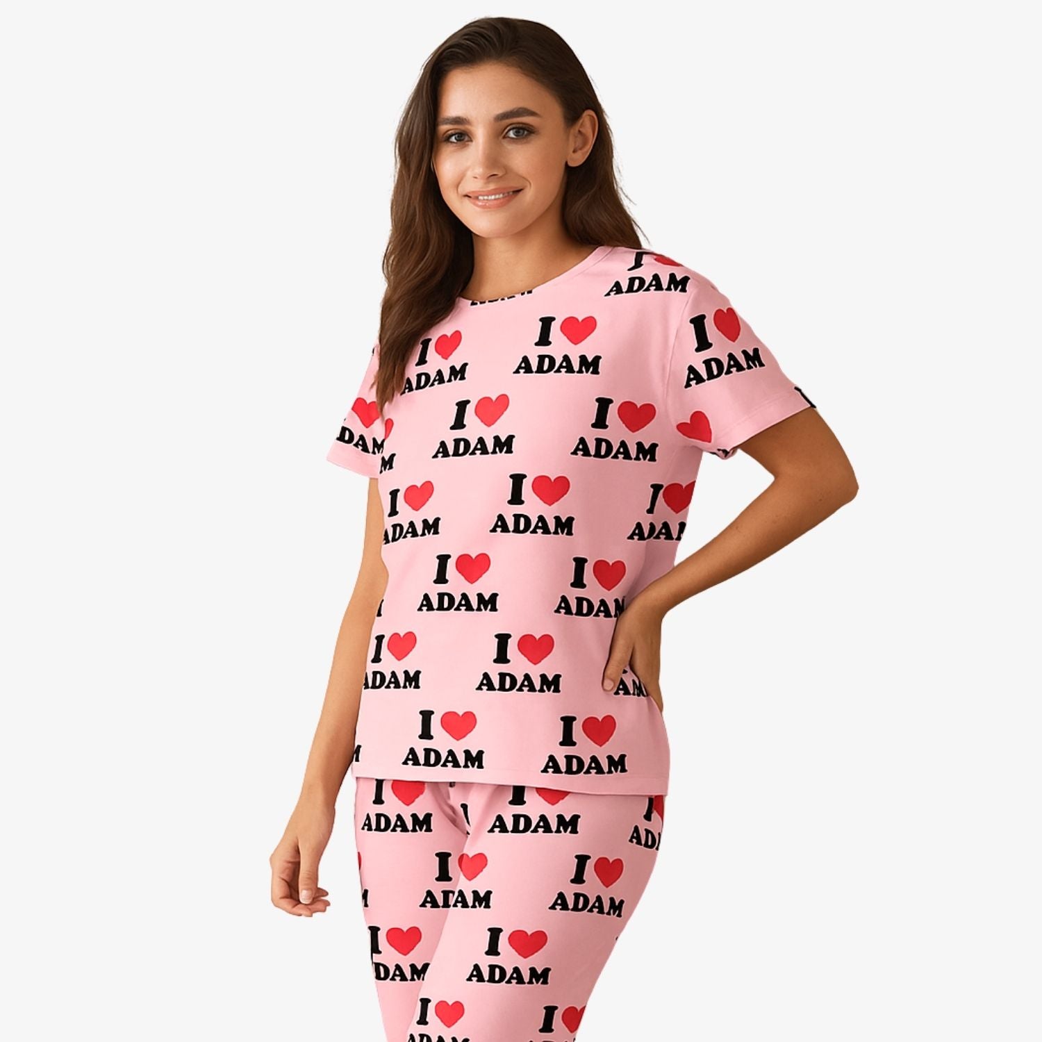 Women's I Heart Name Personalised Pyjamas