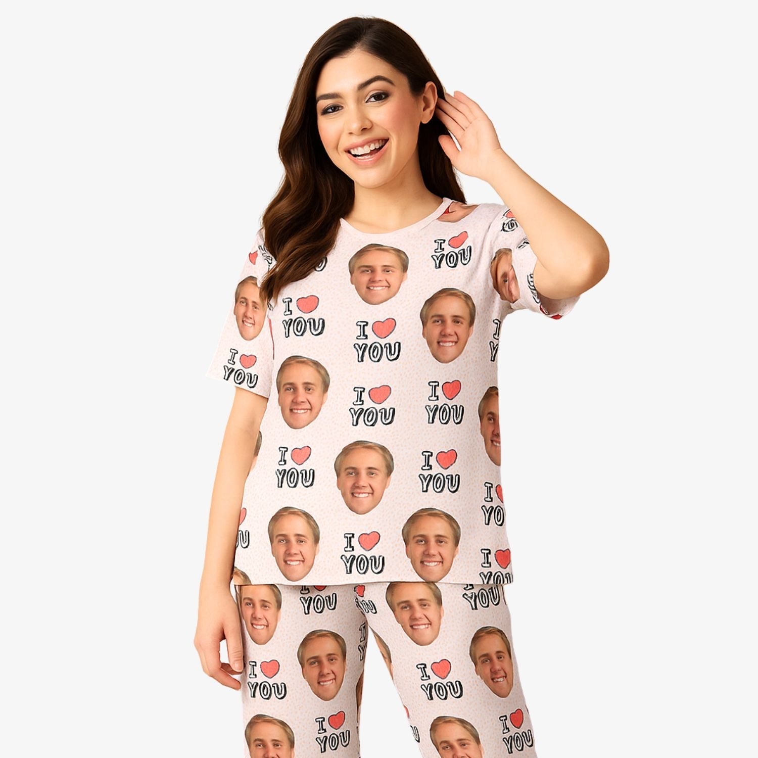 Women's I Heart You Personalised Pyjamas - Trouser Set