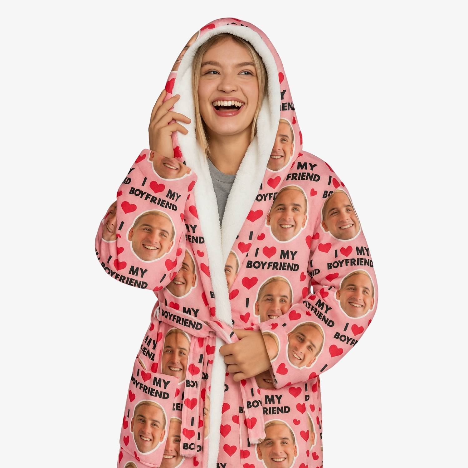I Love My Boyfriend Personalised Dressing Gown