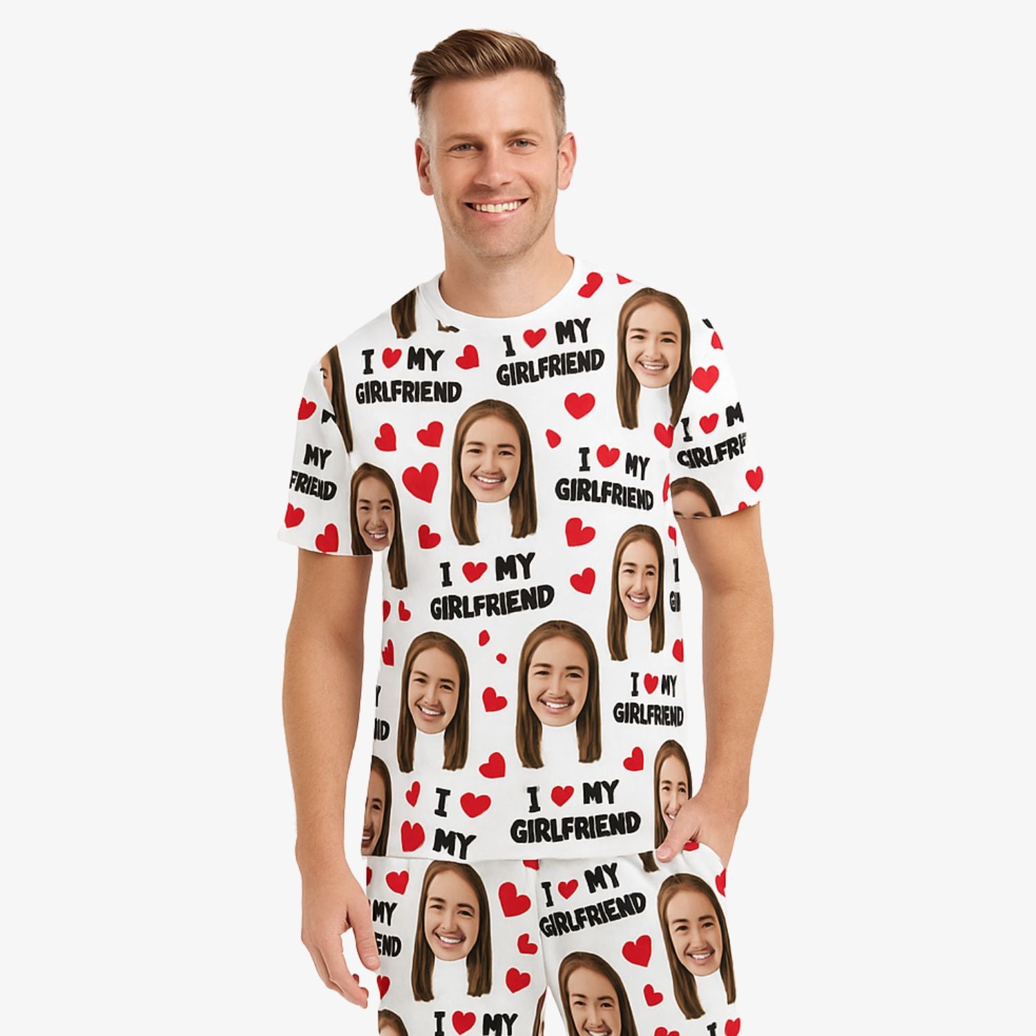 Men's I Love My Girlfriend personalised Pyjamas