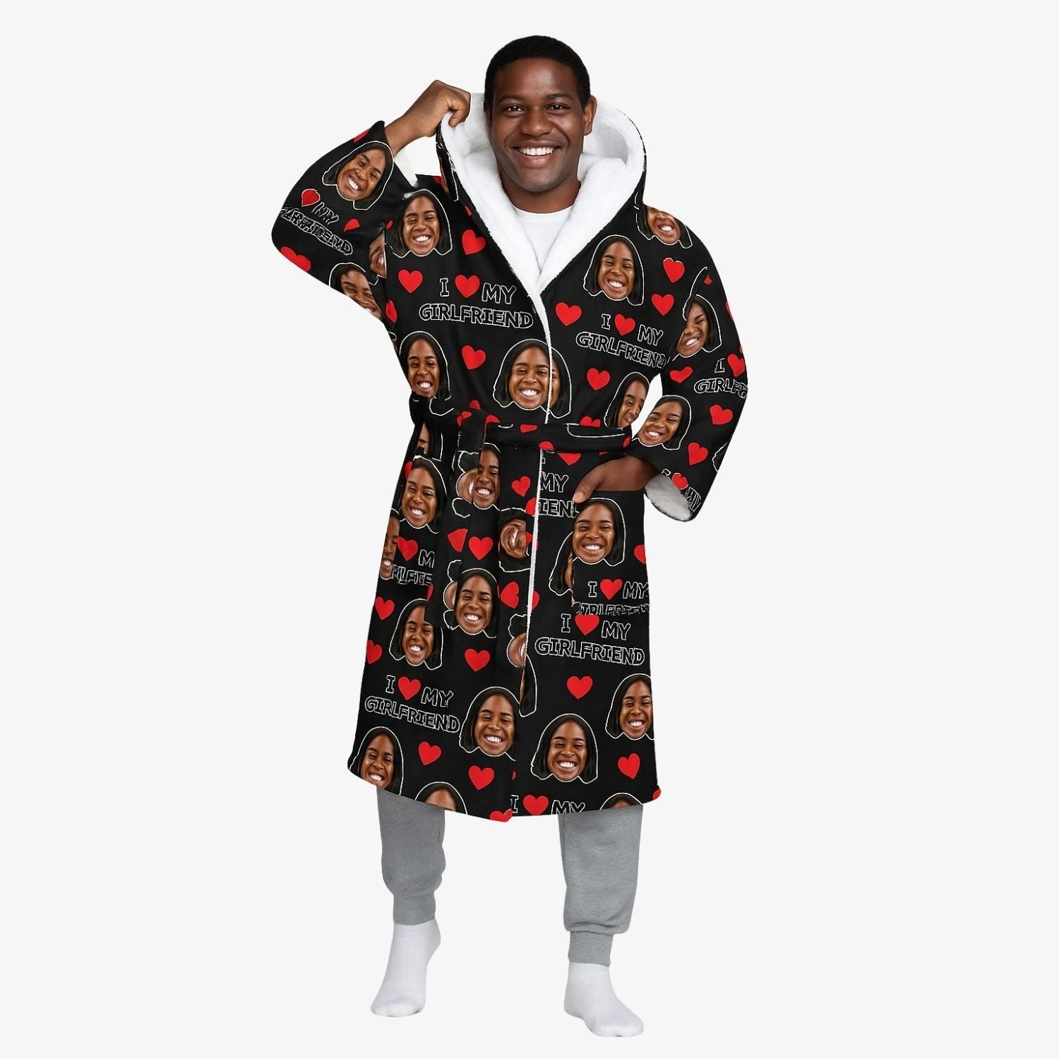 I Love My Girlfriend Personalised Dressing Gown
