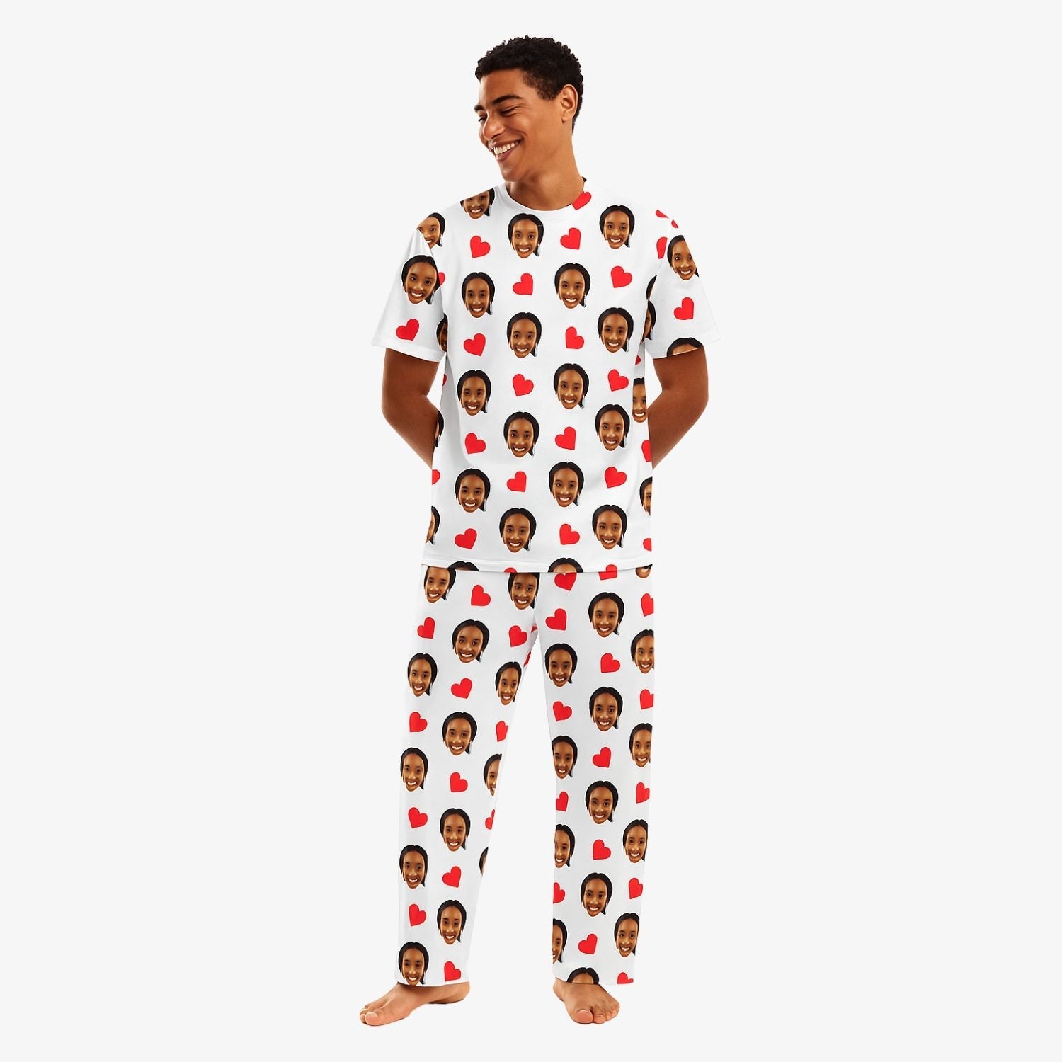Men's Love Hearts Personalised PJs