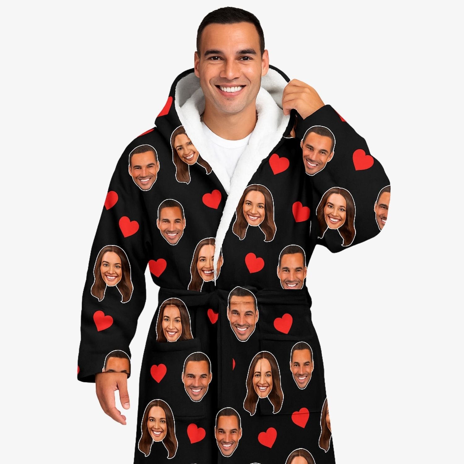 Red Hearts Personalised Dressing Gown