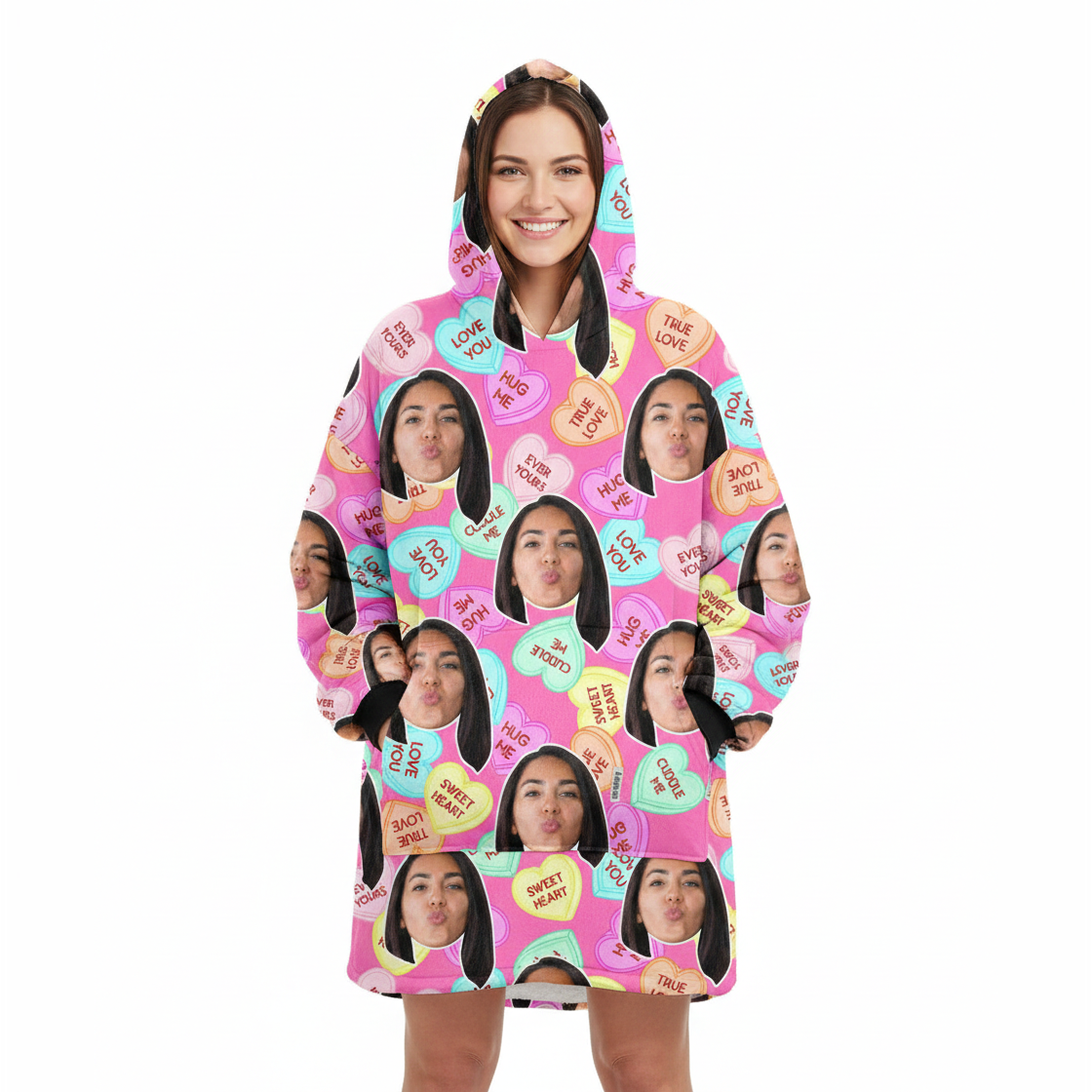 Love Hearts Hoodie Blanket