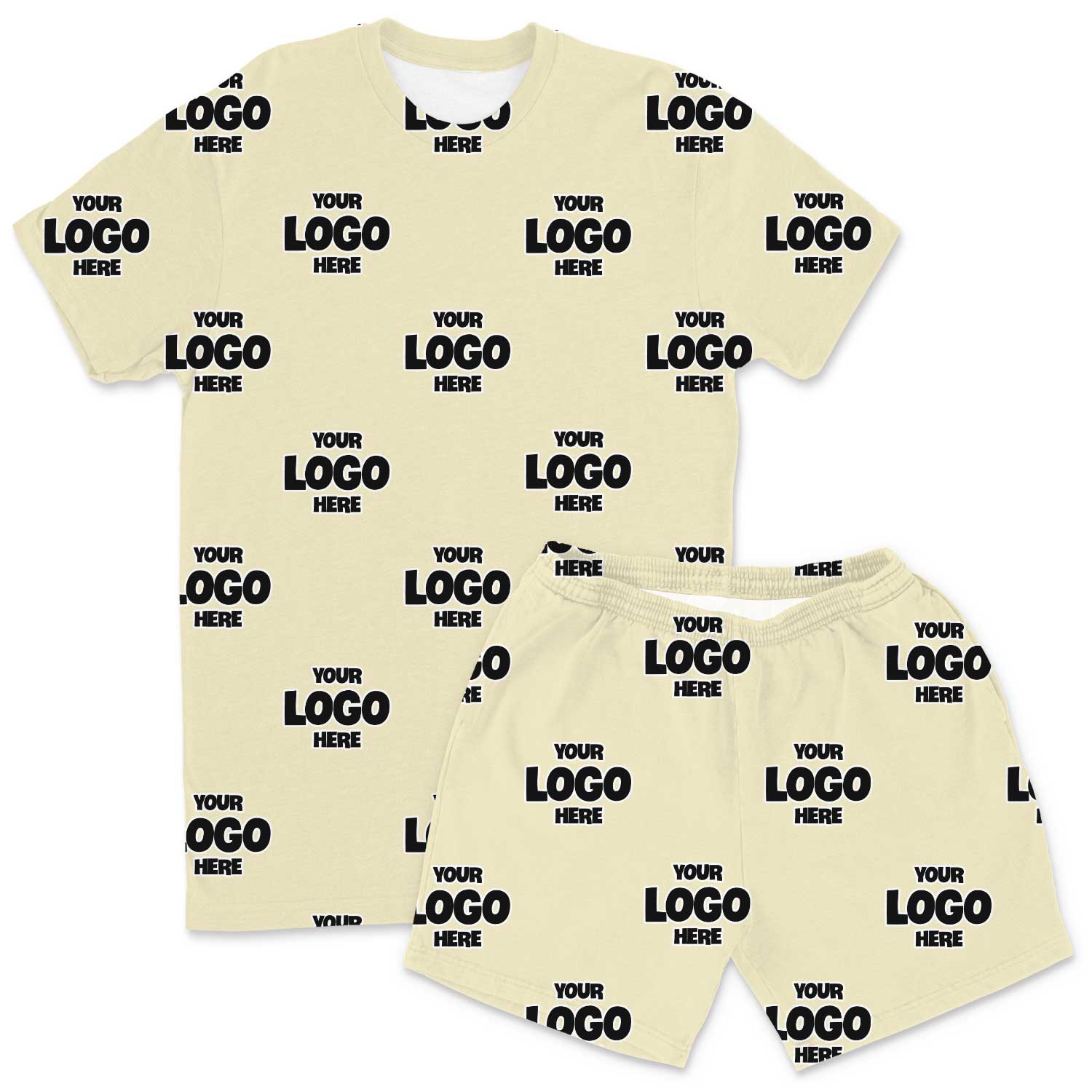 Your Logo Pattern Men's PJ Shorts Set