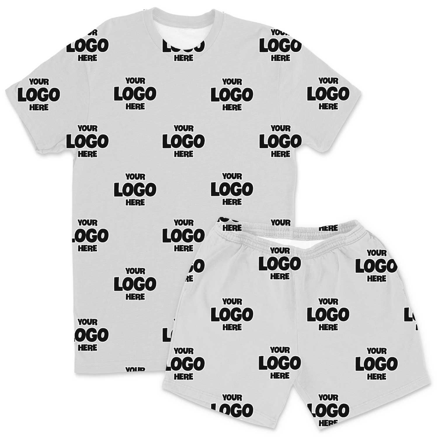 Your Logo Pattern Men's PJ Shorts Set