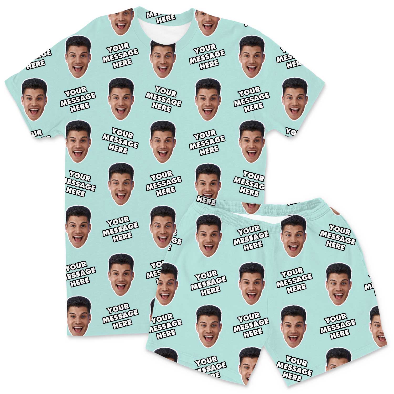 Your Face & Message Men's Personalised PJs - Shorts Set