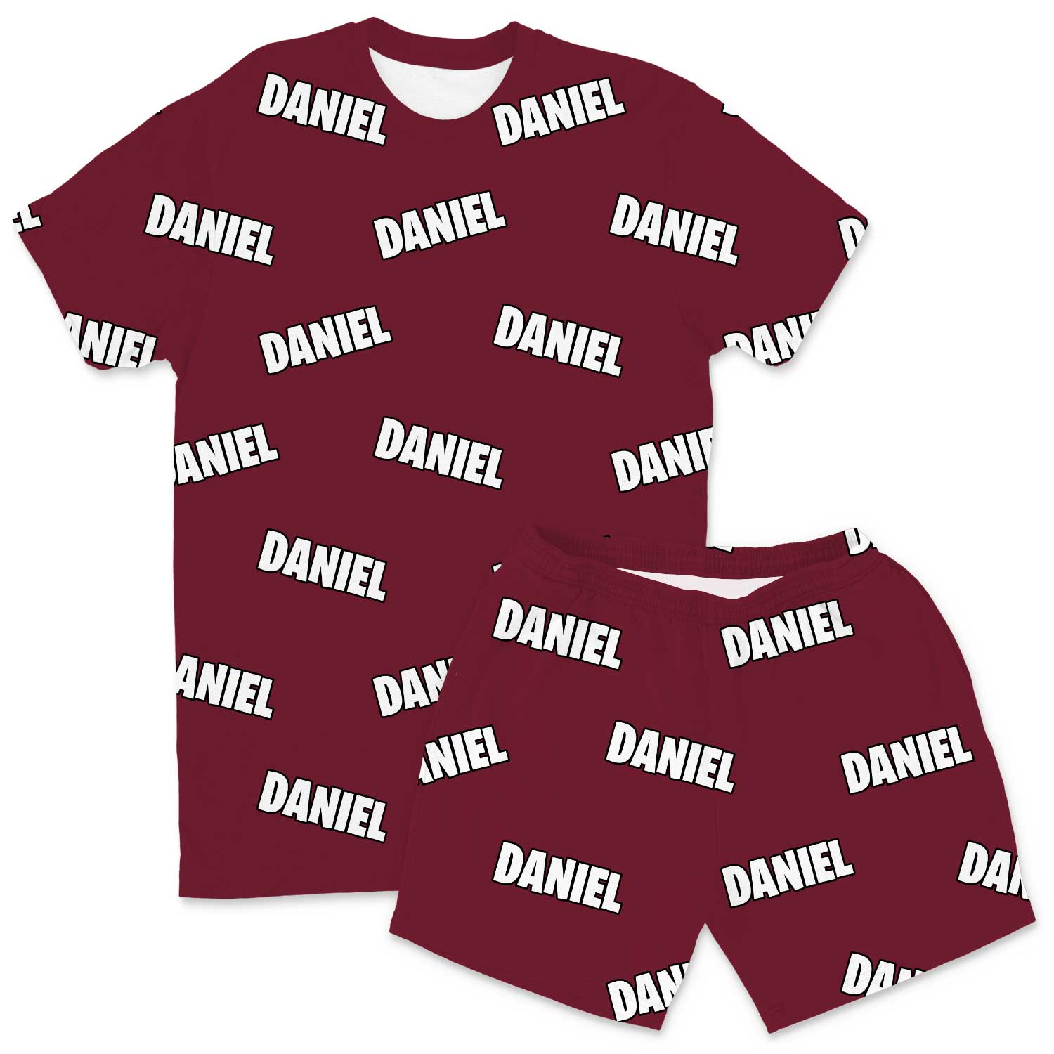 Your Name All Over Men's Personalised PJs - Shorts Set